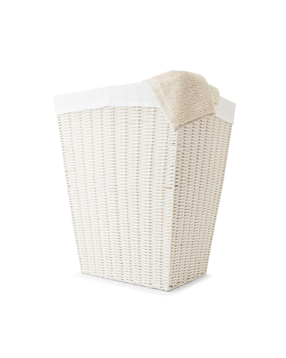 Rattan Look Hamper with Liner - White