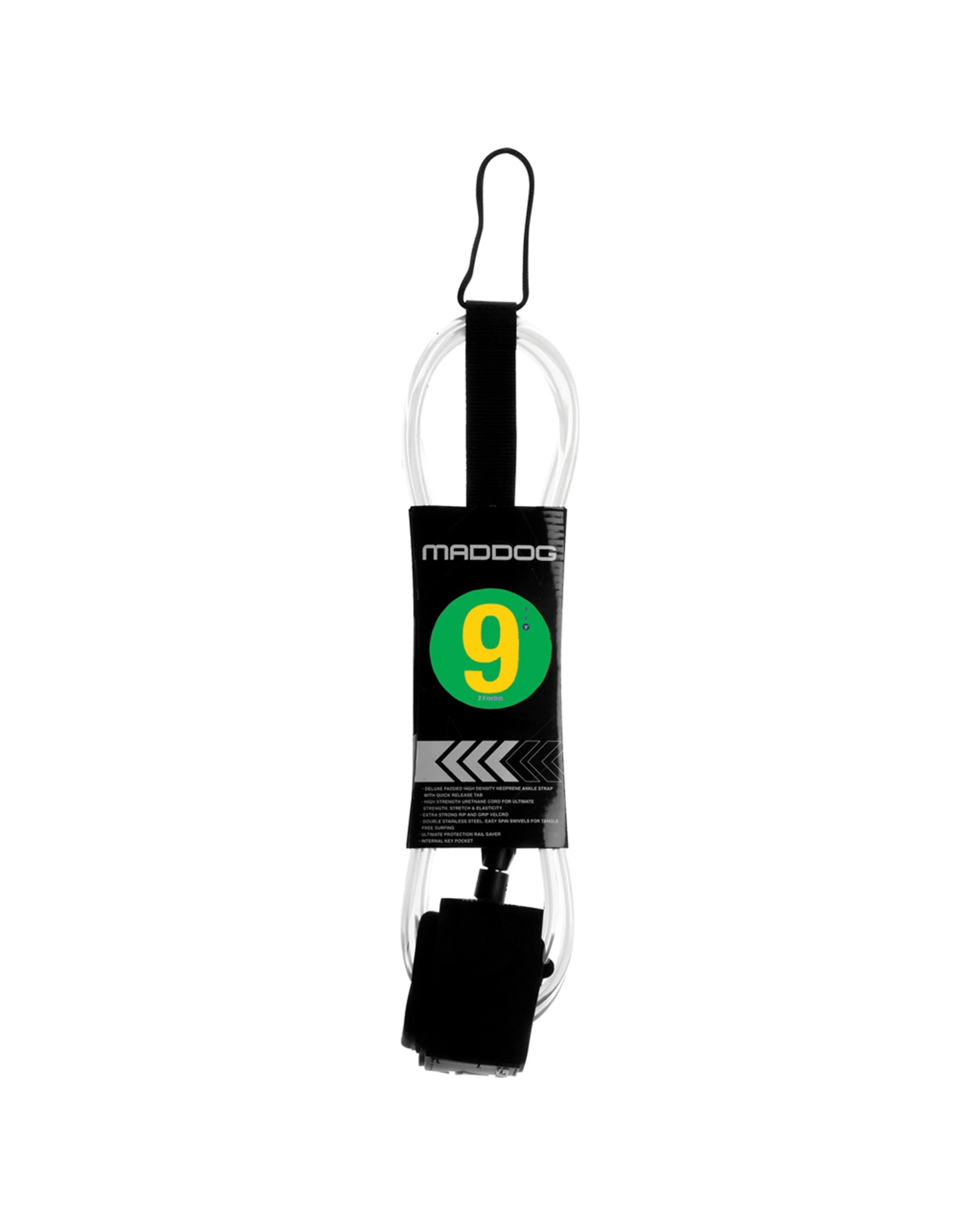 1 Maddog Calf Surf Leash Deluxe Padded Hi Density Neoprene Ankle Strap 9ft - Clear, 1 of 1