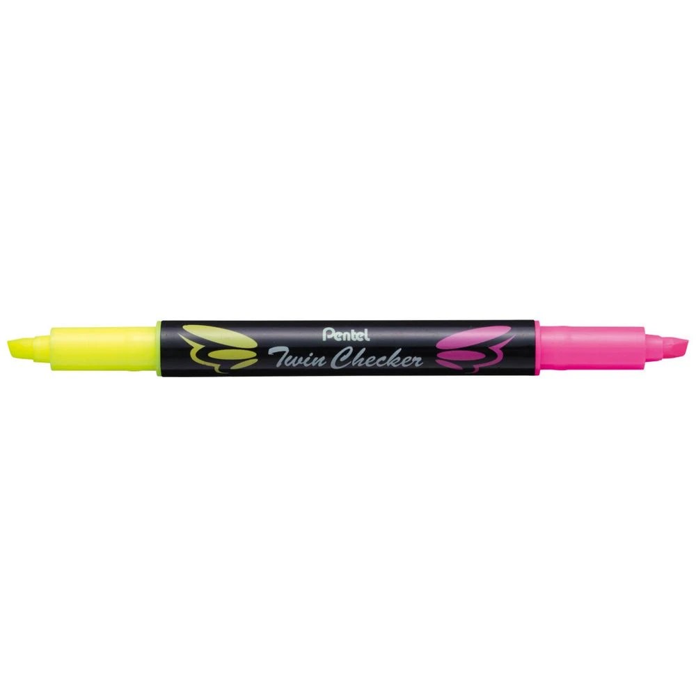 1 Pentel Twin Checker Highlighter Yellow/Pink, 1 of 1