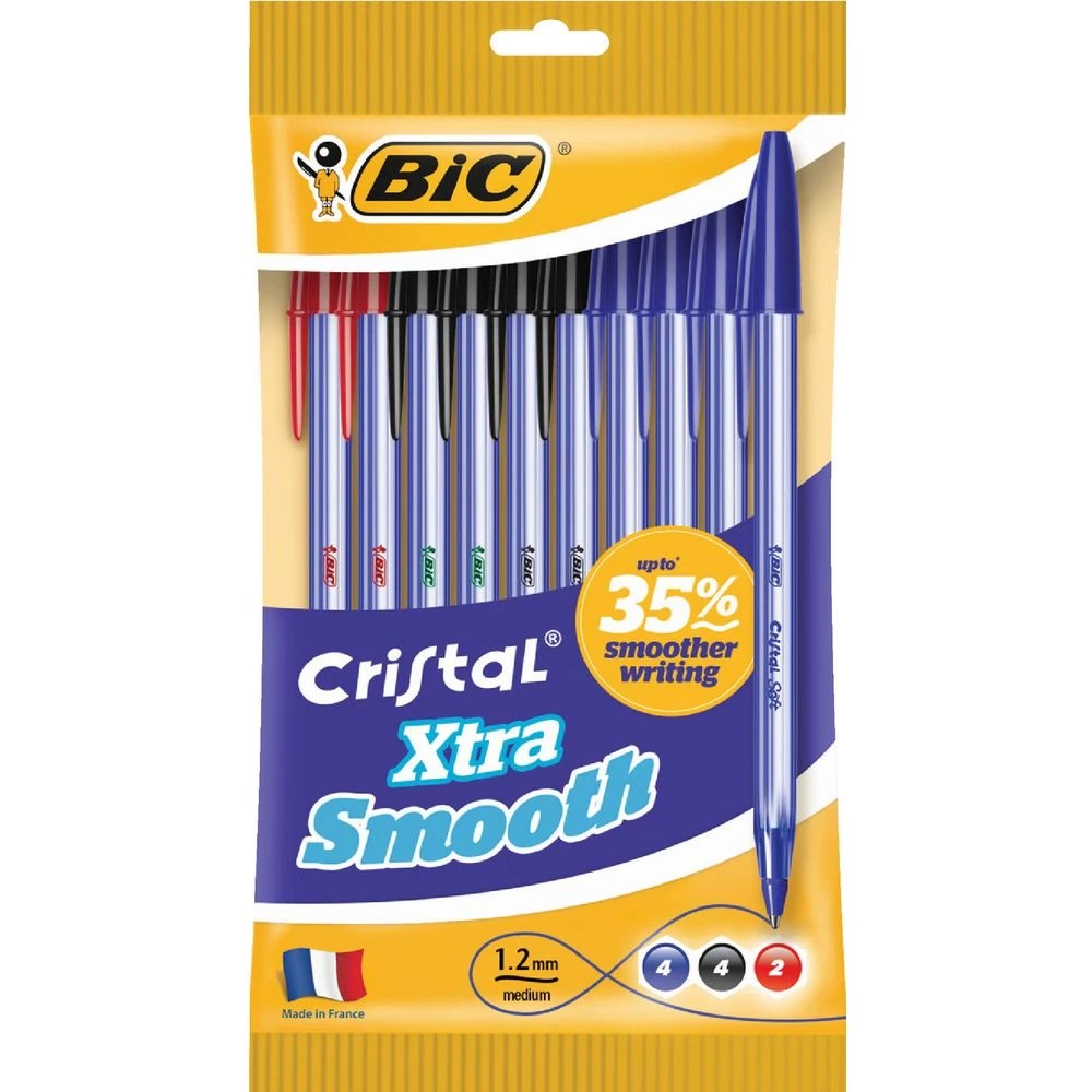 1 BIC Cristal Xtra Smooth Ballpoint Pens Assorted 10 Pack, 1 of 5