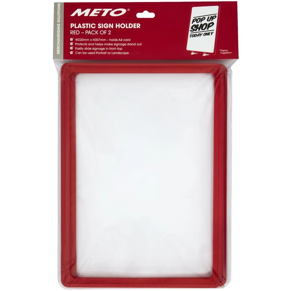 2 Meto A4 Signage Frames Red 2 Pack, 2 of 2