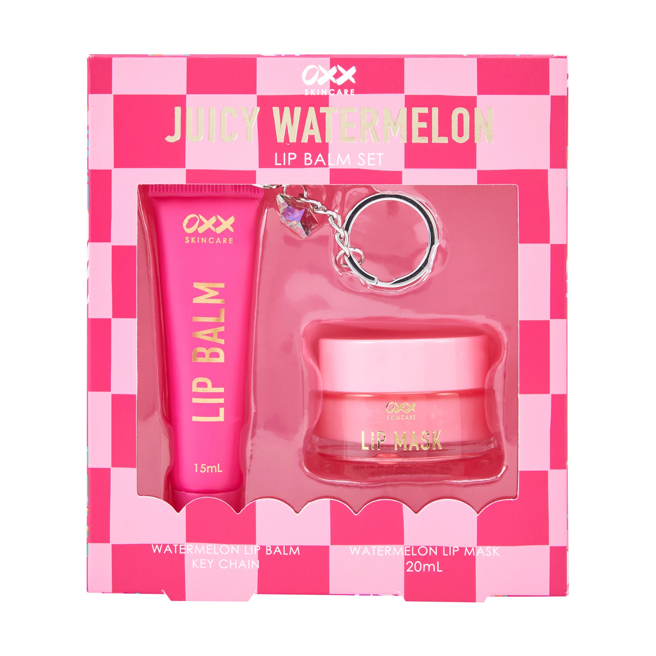 1 OXX Skincare Lip Care Duo with Keychain Set - Watermelon Scented, 1 of 6