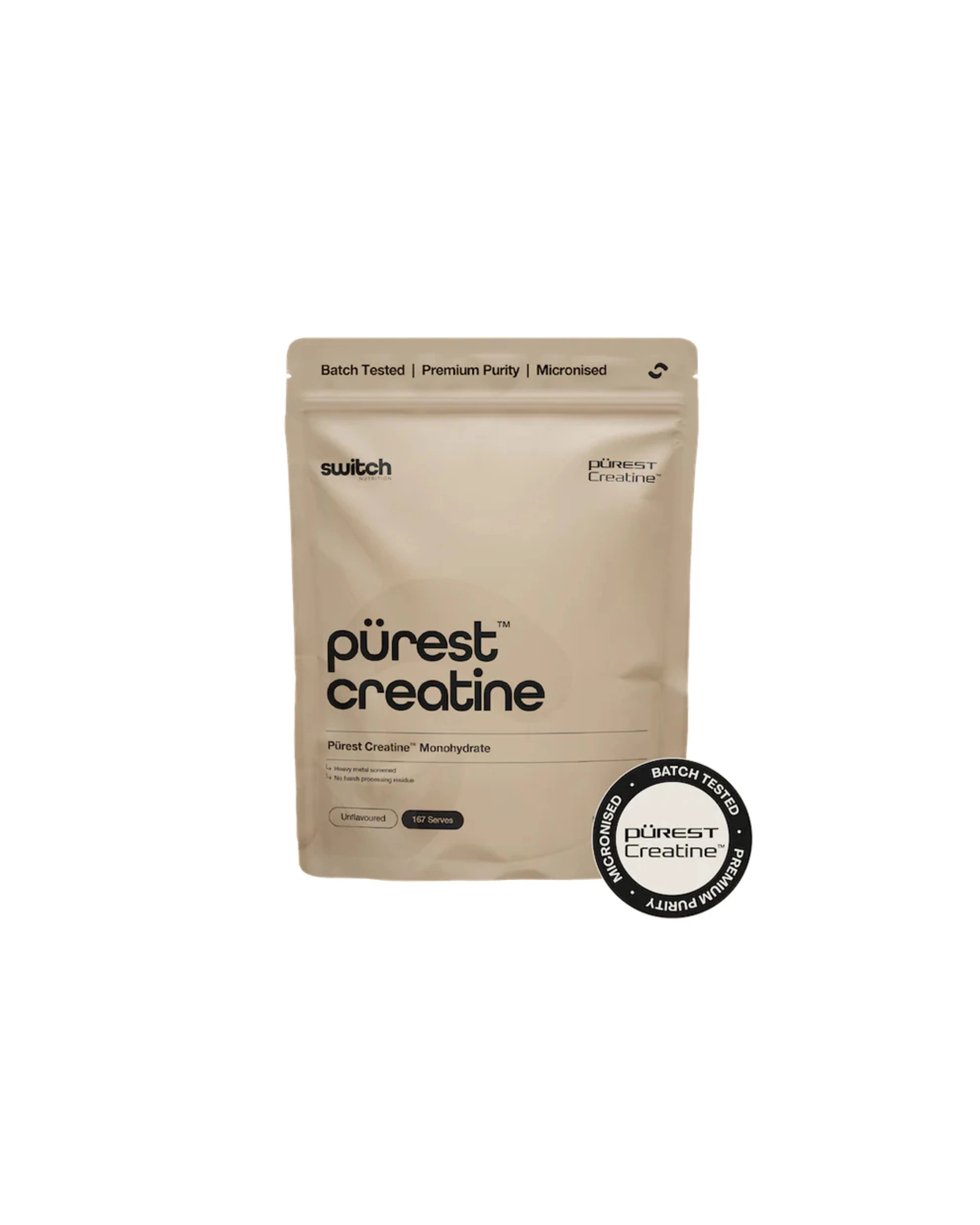 1 Switch Nutrition Purest Creatine Monohydrate 500g Micronised Unflavoured Powder 167 Serves, 1 of 3
