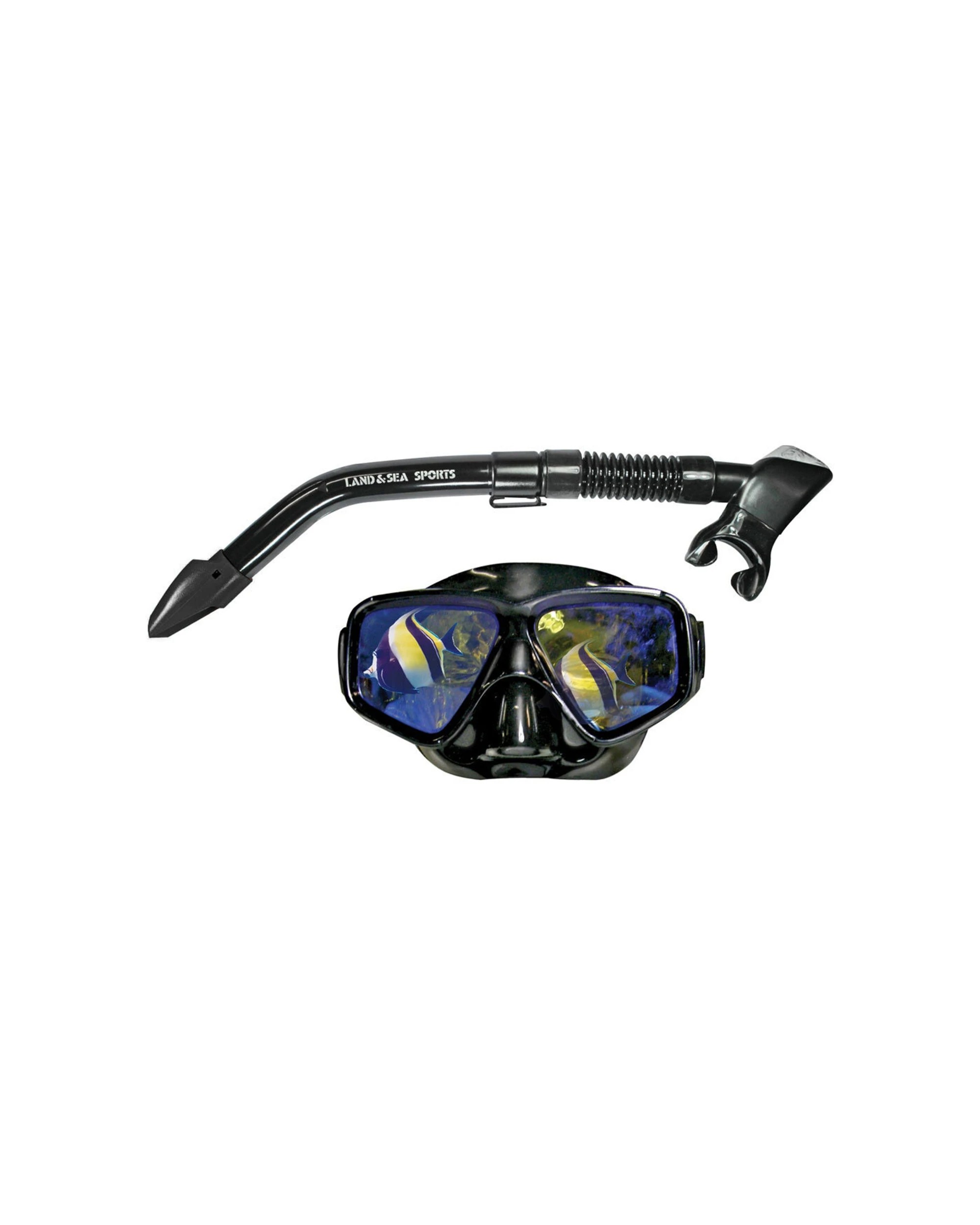 1 Land & Sea Sports Australia Mirror Silicone Mask & Snorkel Set Adult - Black, 1 of 1
