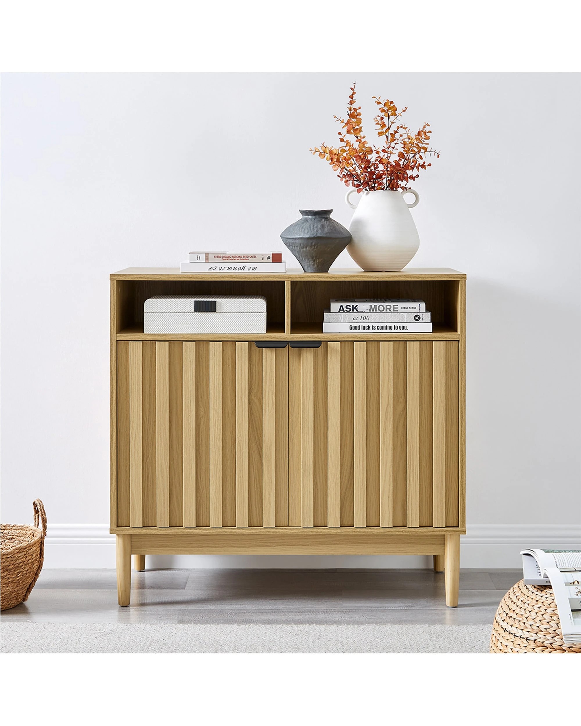 4 Sarantino Eleni 2-Door Sideboard Buffet Hallway Cabinet Storage Console Cupboard - Natural, 4 of 5