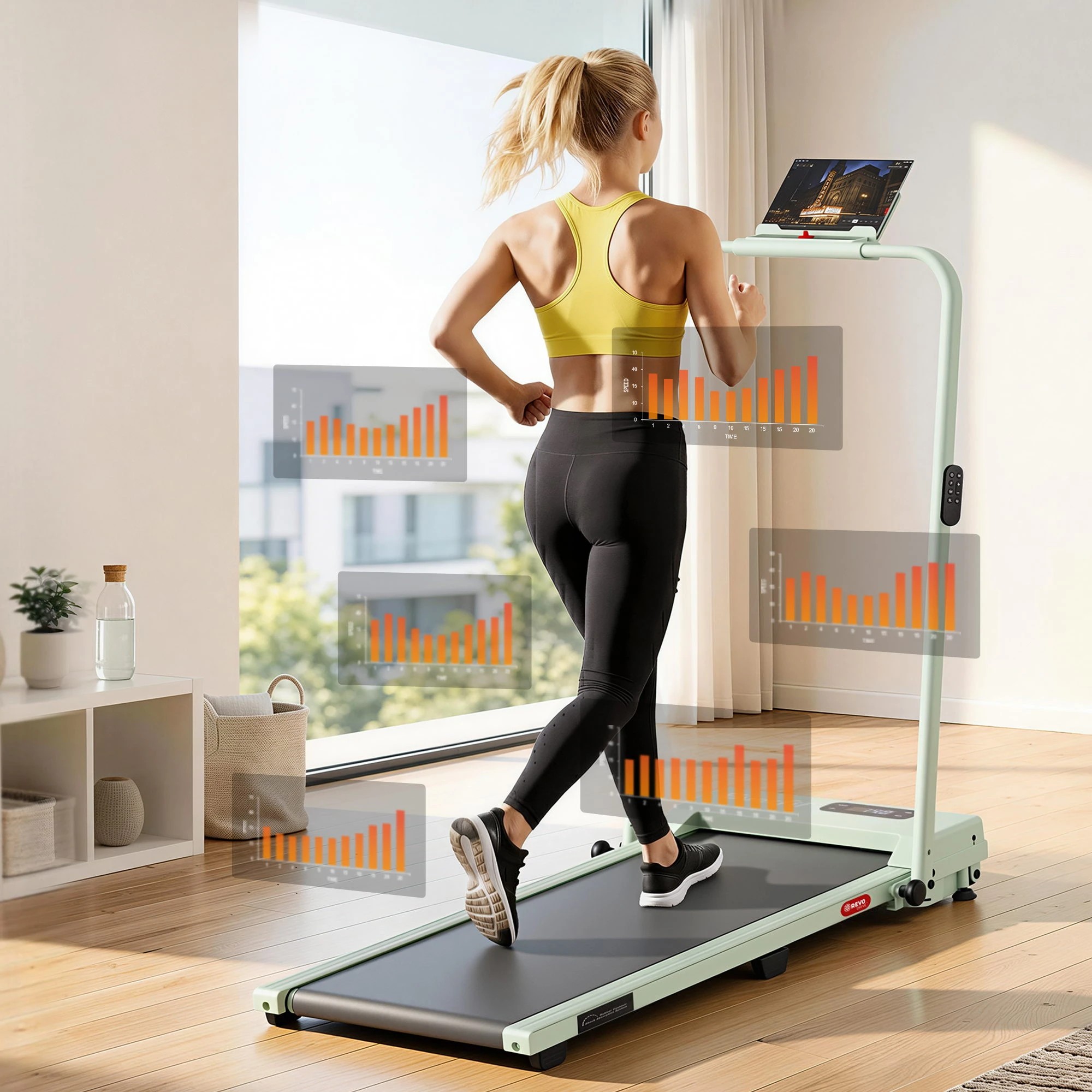 6 Everfit 3 in 1 Walking Pad Treadmill 12% Incline Under Desk Foldable for Home - Green, 6 of 10