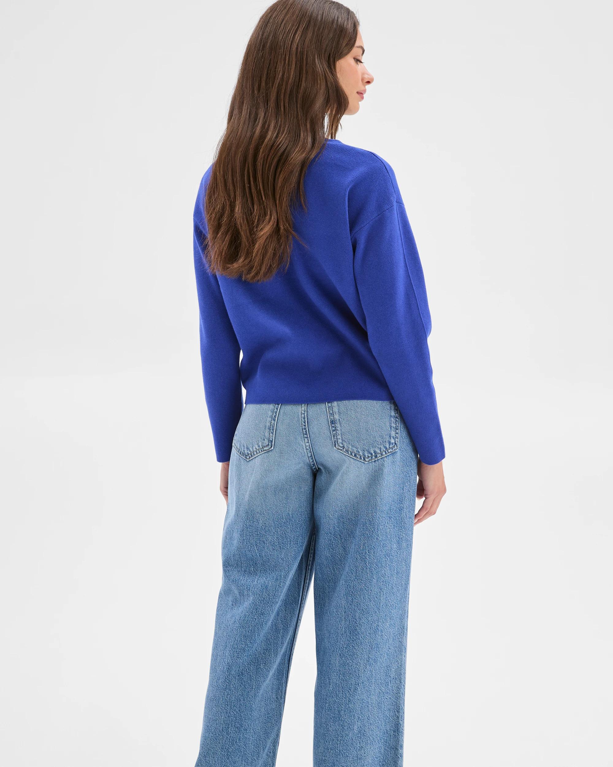 8 Target Petites Petites Australian Cotton Blend Polished V-Neck Jumper COBALT BLUE, 8 of 8