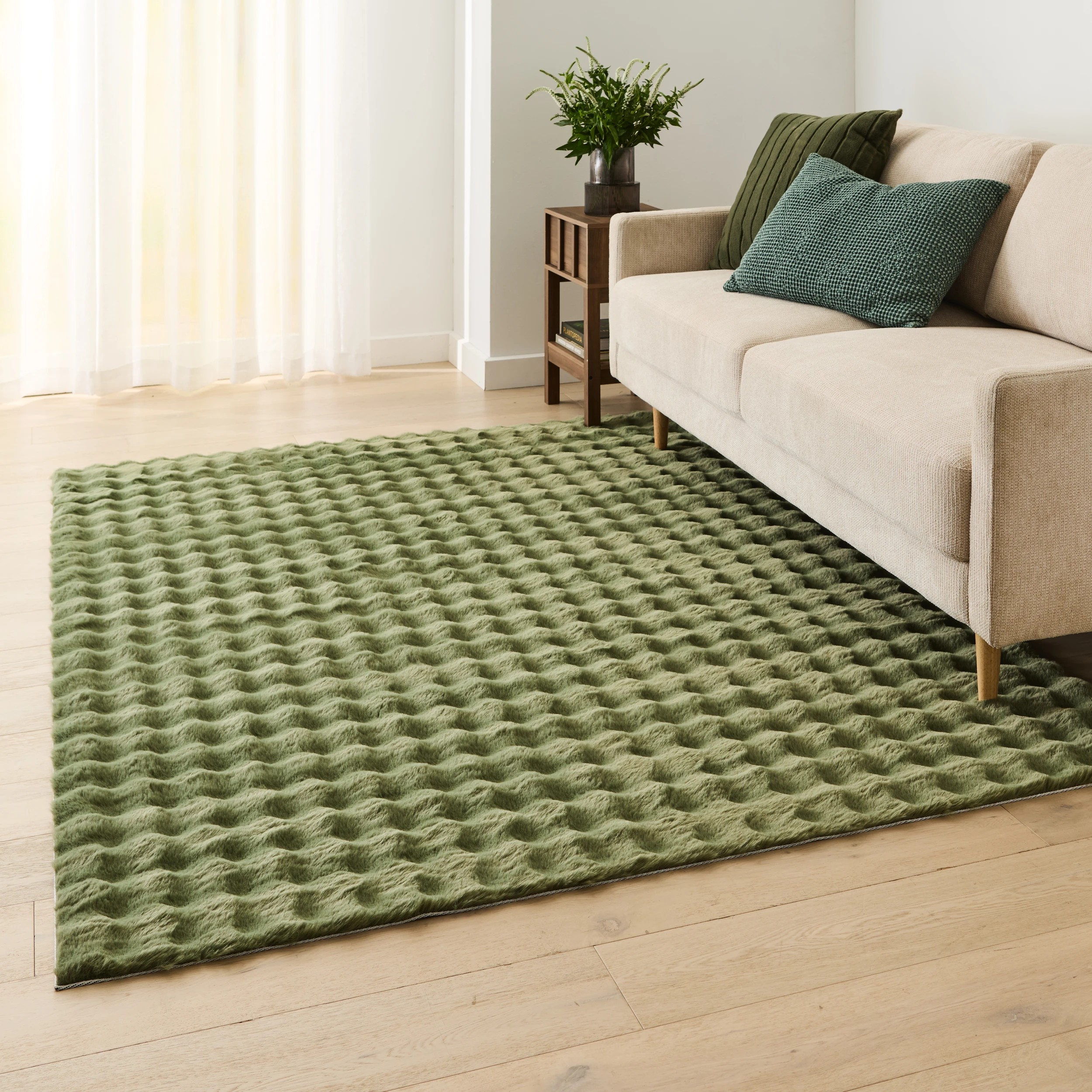 1 Faux Fur Rug - Green, Large - 235cm x 160cm, 1 of 7