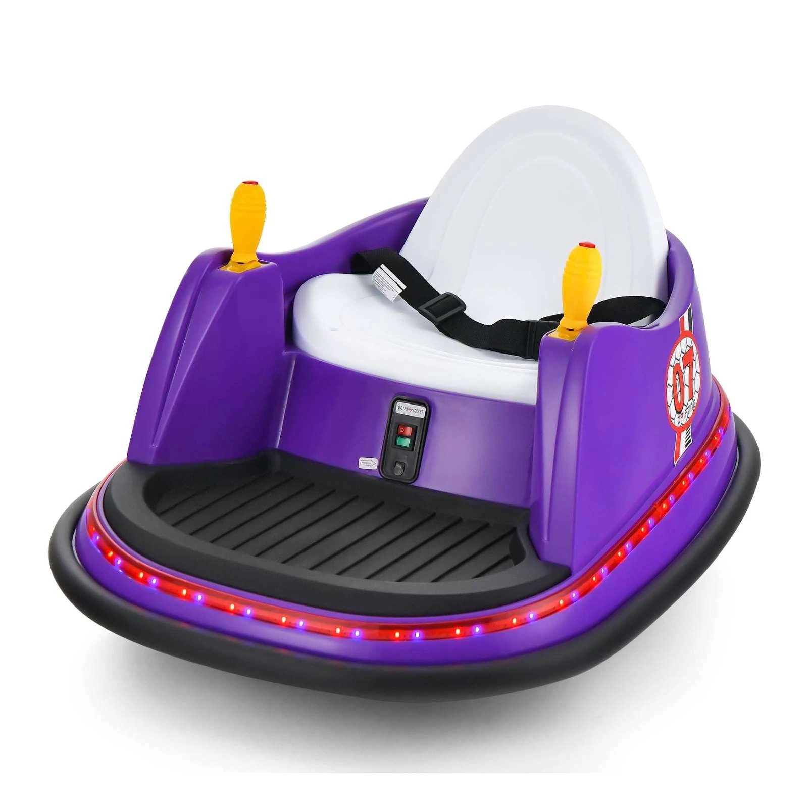 1 Costway Battery-Supported Ride On Car Bumper Car Electric Toy - Purple, 1 of 1