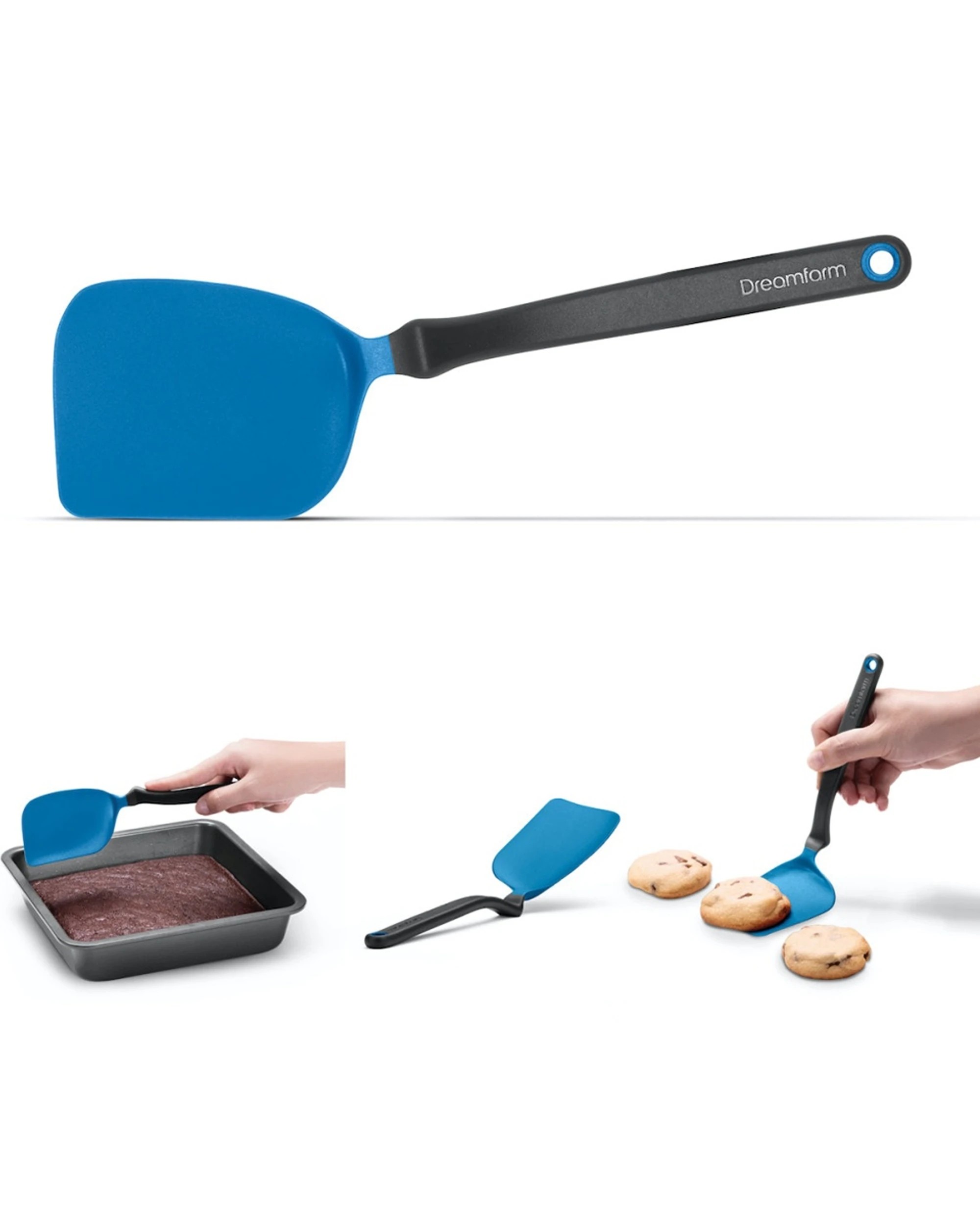 2 Dreamfarm Mini Chopula Chopping Spatula Kitchen Utensil Tool Nylon Classic - Blue, 2 of 6