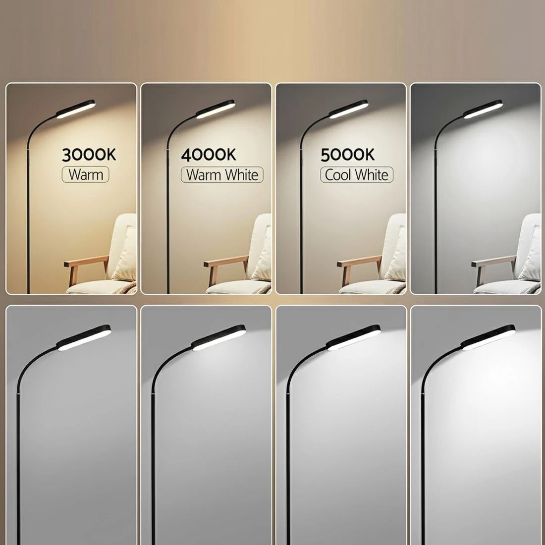 4 Artiss LED Floor Lamp with Remote Control & 4 Color Temperature Reading Living Room - Black, 4 of 7