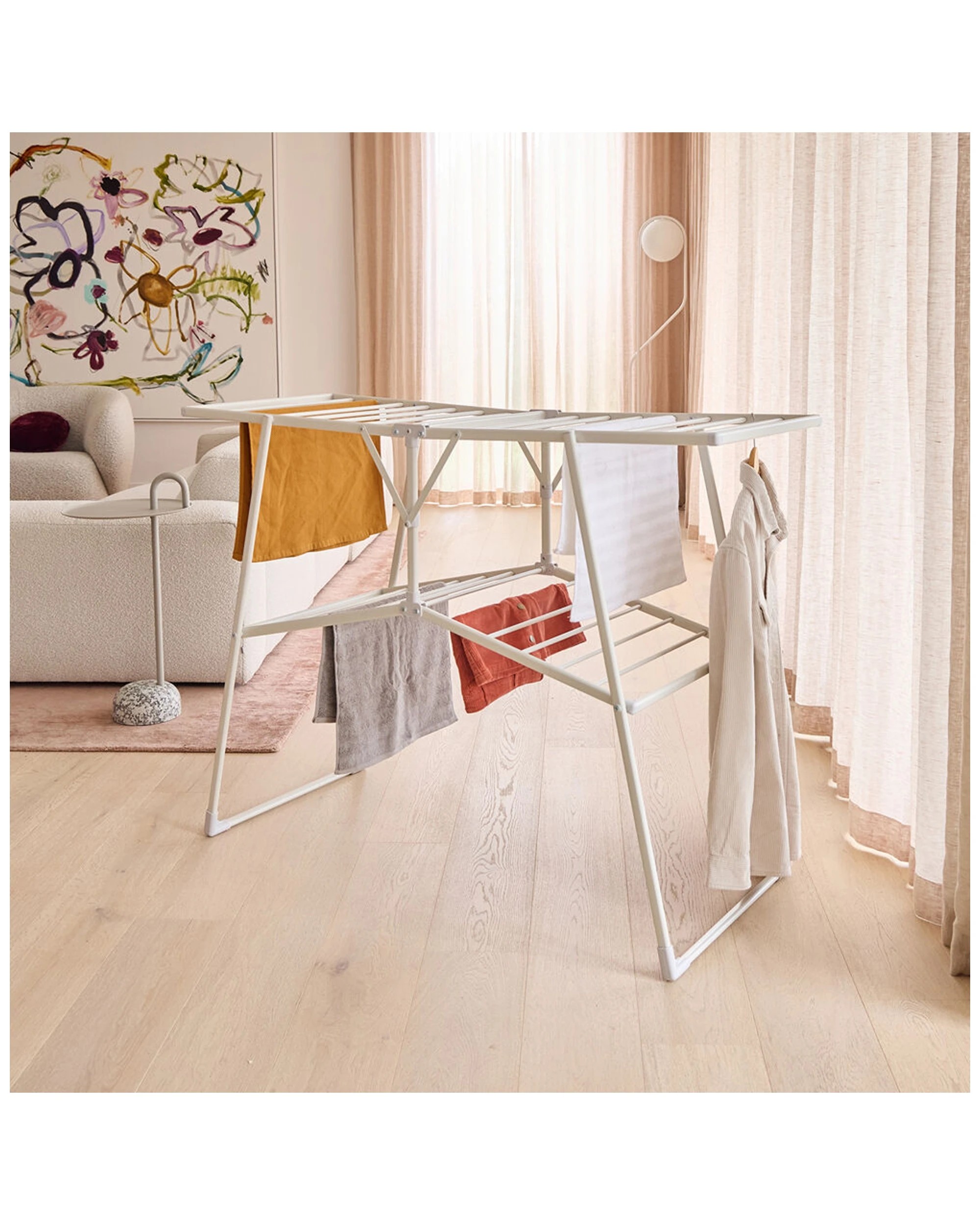 2 Hills 19M H-Frame Multi Level Flat Folded Clothes Airer 18kg Capacity Metal
 - multi, 2 of 9