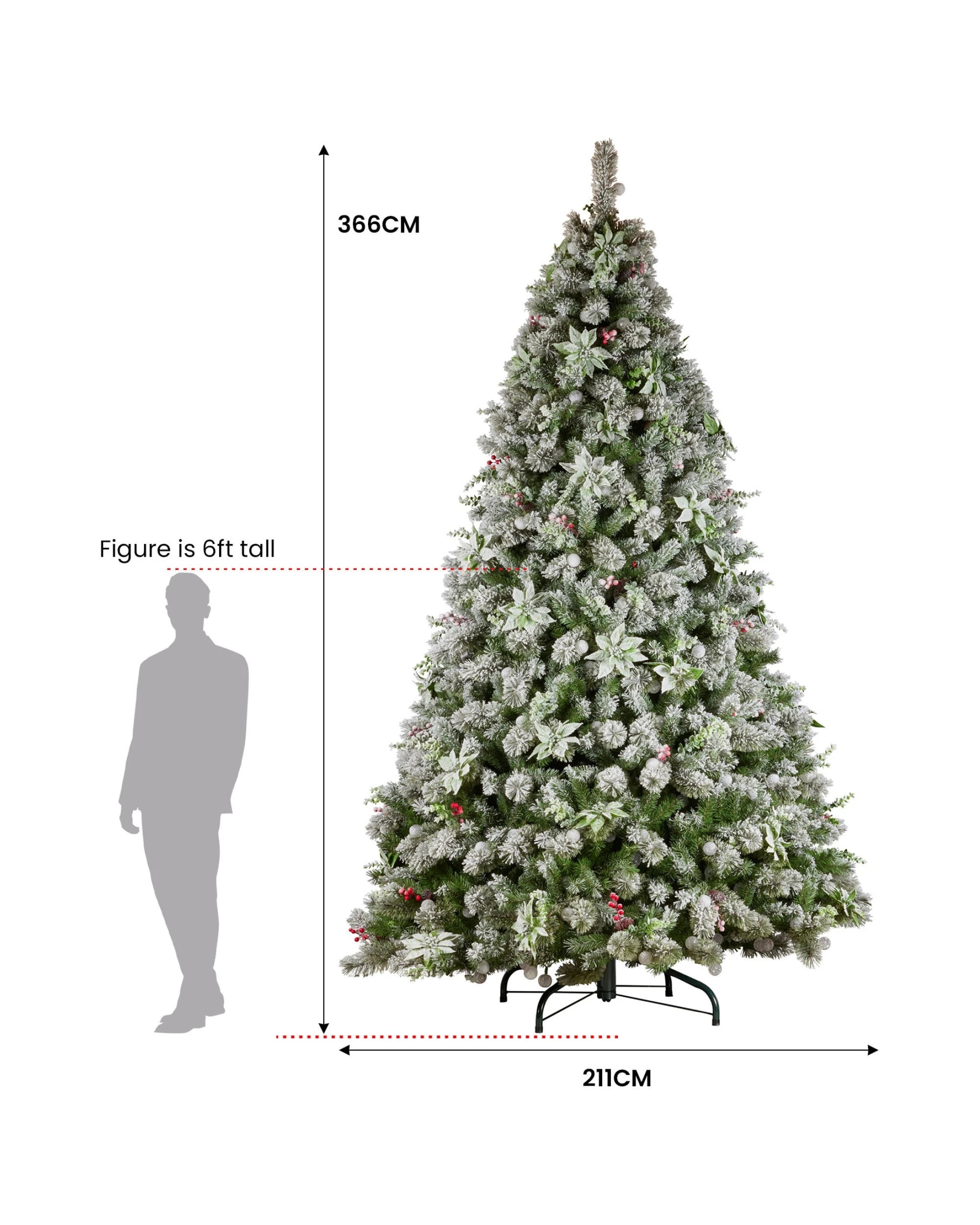 4 Christabelle Snowy Crown Pine 3.7m Multicolour Pre-Lit Christmas Tree with 5340 Tips - Multi, 4 of 8