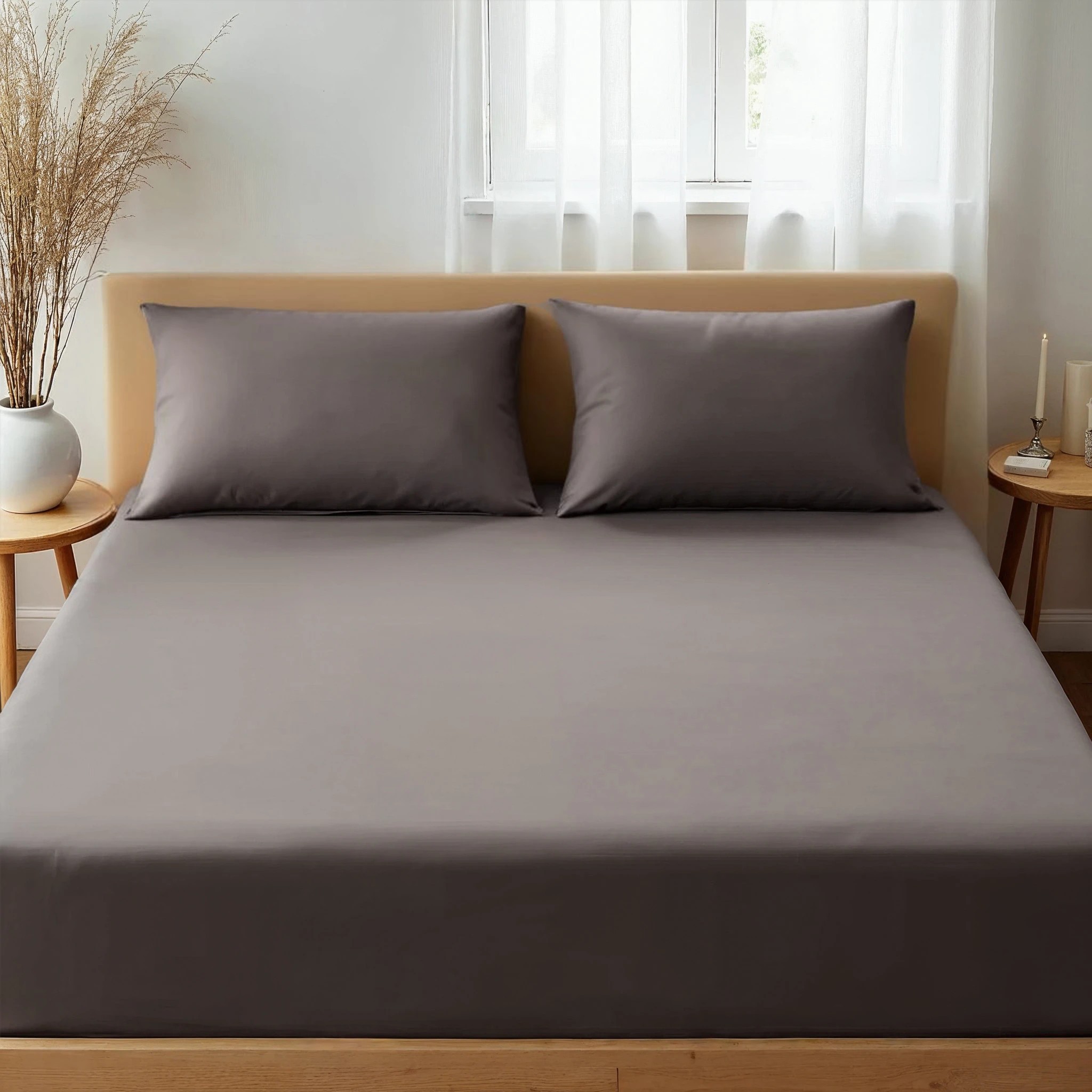 2 Royal Comfort 1500 Thread Count Cotton Rich Sheet Set 3 Piece Ultra Soft Bedding - Double Bed - Grey, 2 of 4