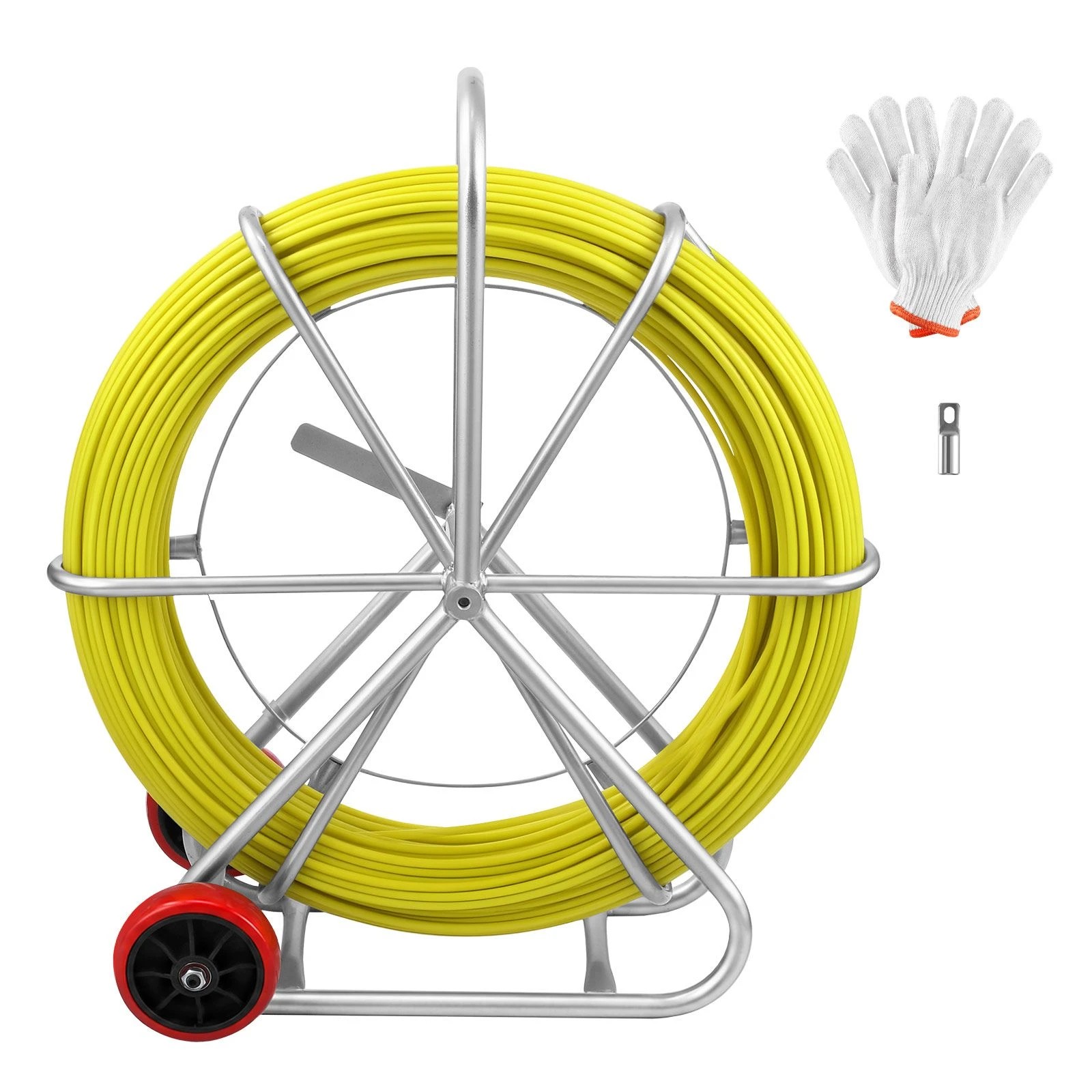 3 Ausway 150mx8mm Fibreglass Duct Rodder Fish Tape Puller with Brake Handle & Heavy-Duty Steel Reel Stand, 3 of 6