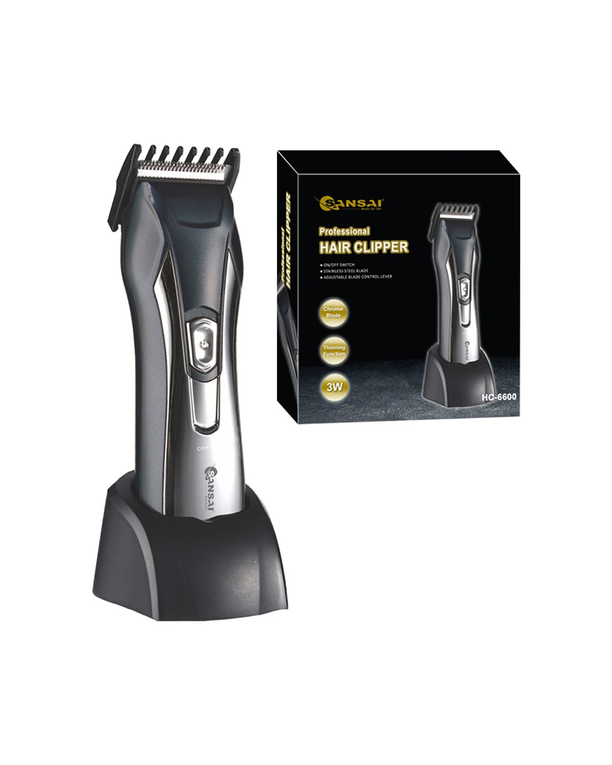 1 Sansai Professional Rechargeable Corded Cordless Beard Hair Clipper Hair Trimmer - Black, 1 of 3