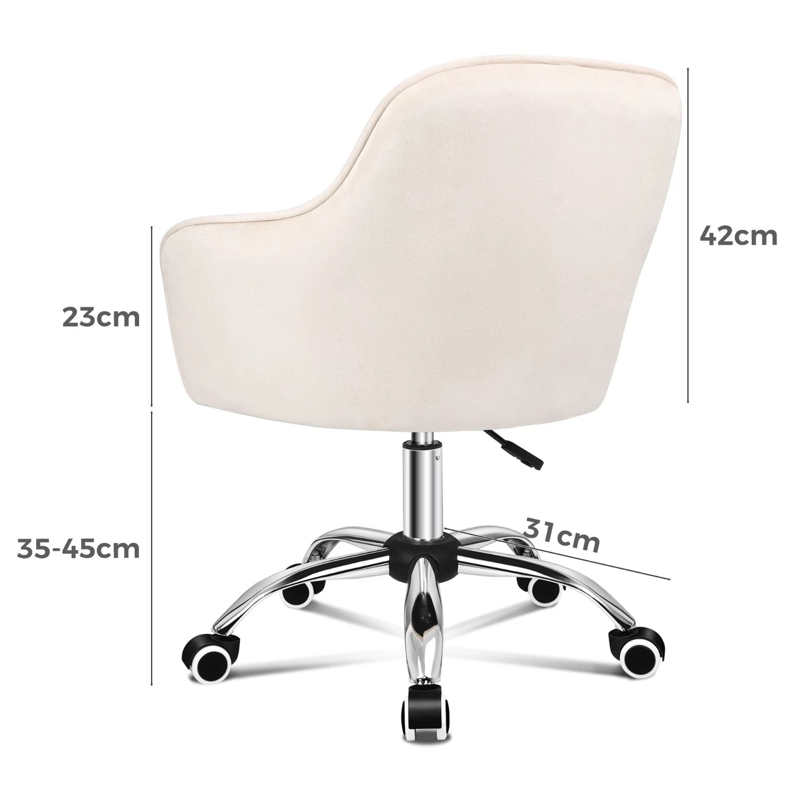 10 Alfordson Velvet Office Chair Computer Swivel Armchair Work Adult Kids - Beige, 10 of 10