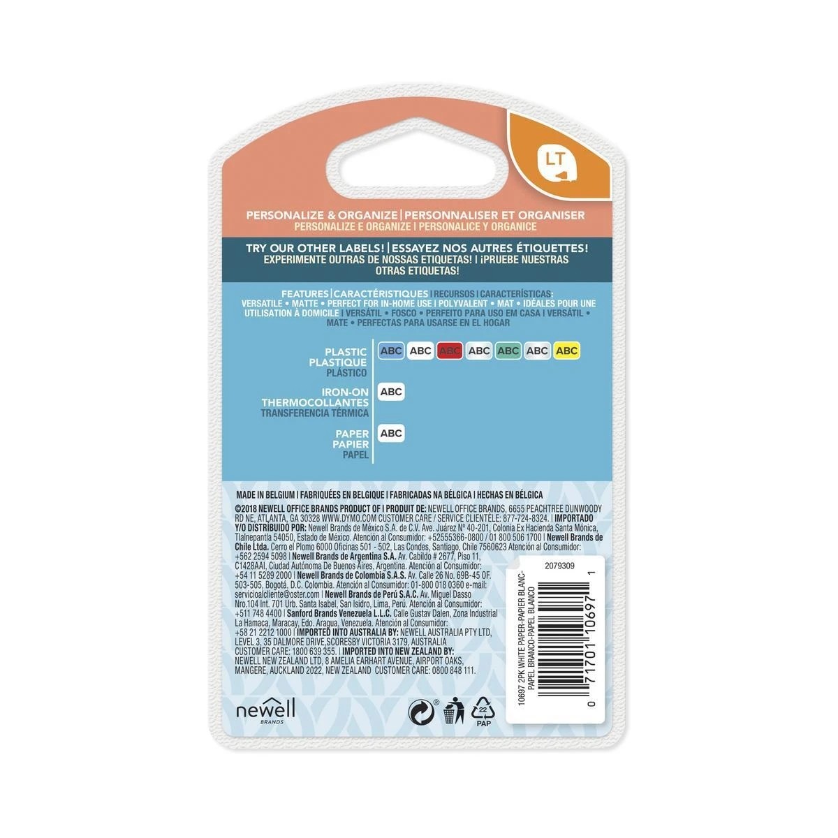 3 Dymo 2 Pack LetraTag Labeller Paper Tape - 12mm x 4M - Multi, 3 of 3