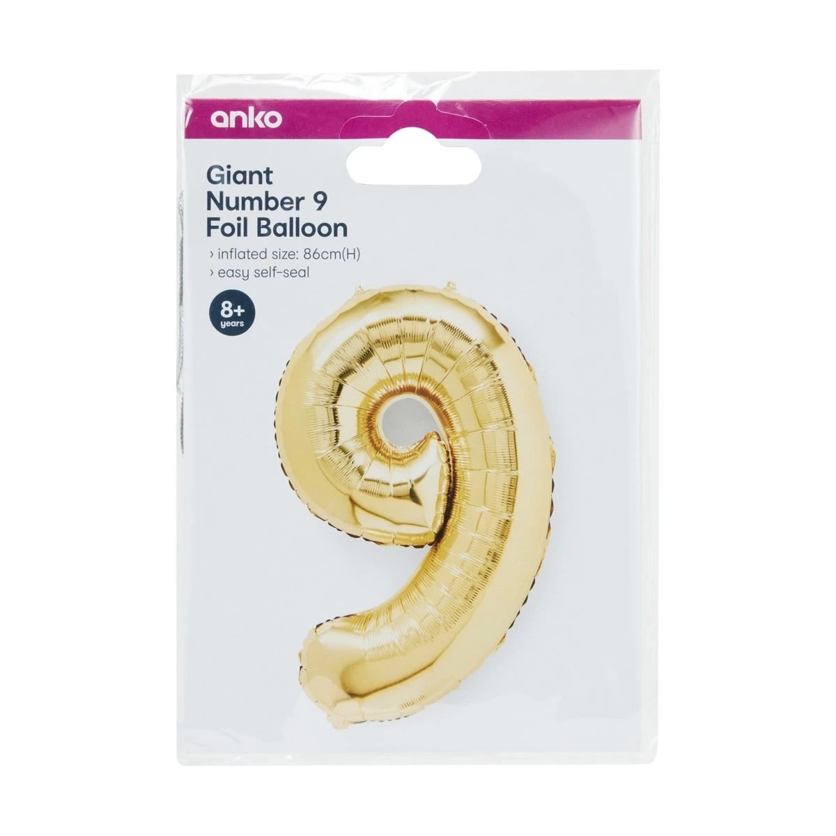 5 Gold Look Giant Number 9 Foil Balloon, 5 of 5