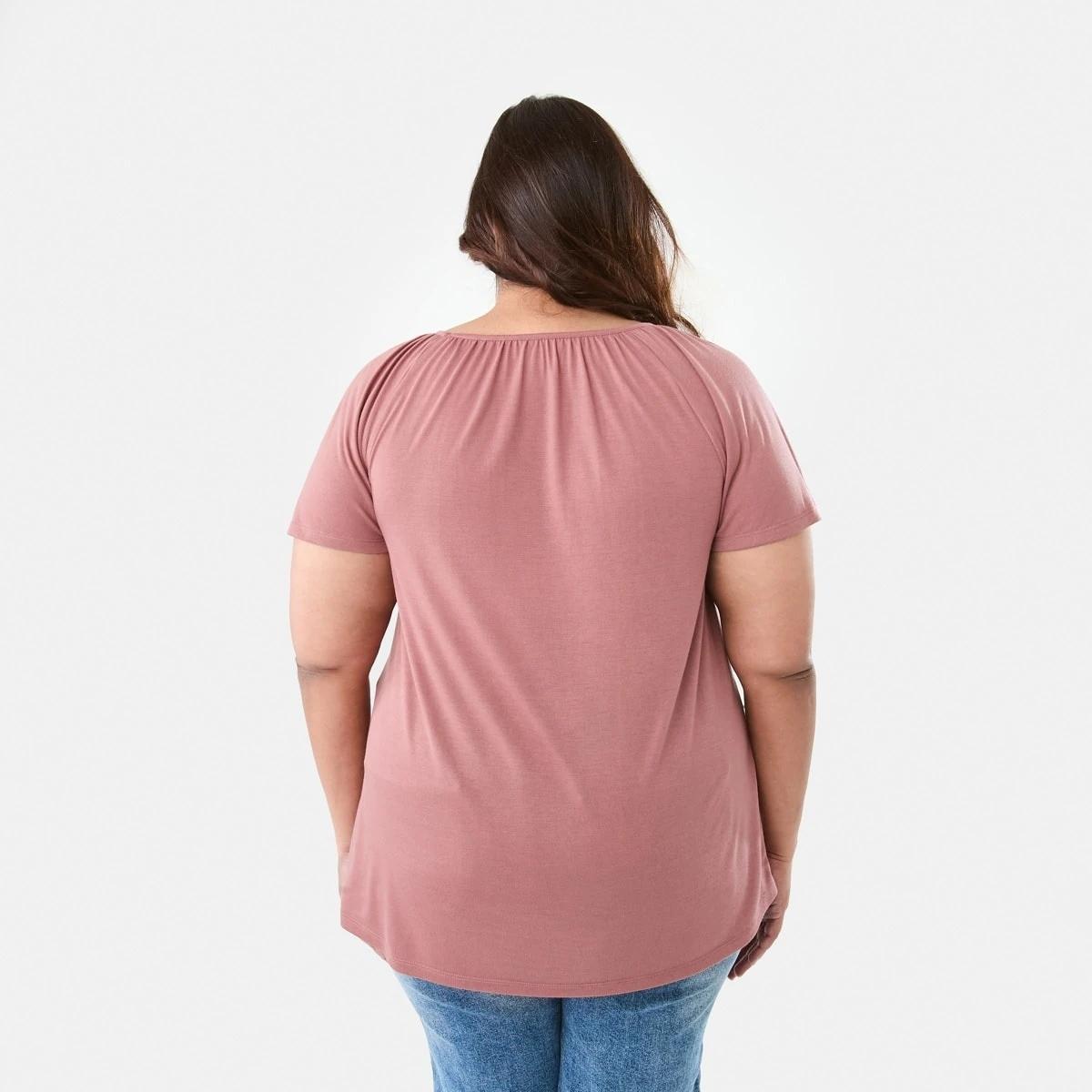 3 Curve Short Flutter Sleeve T-shirt Soft Red, 3 of 5