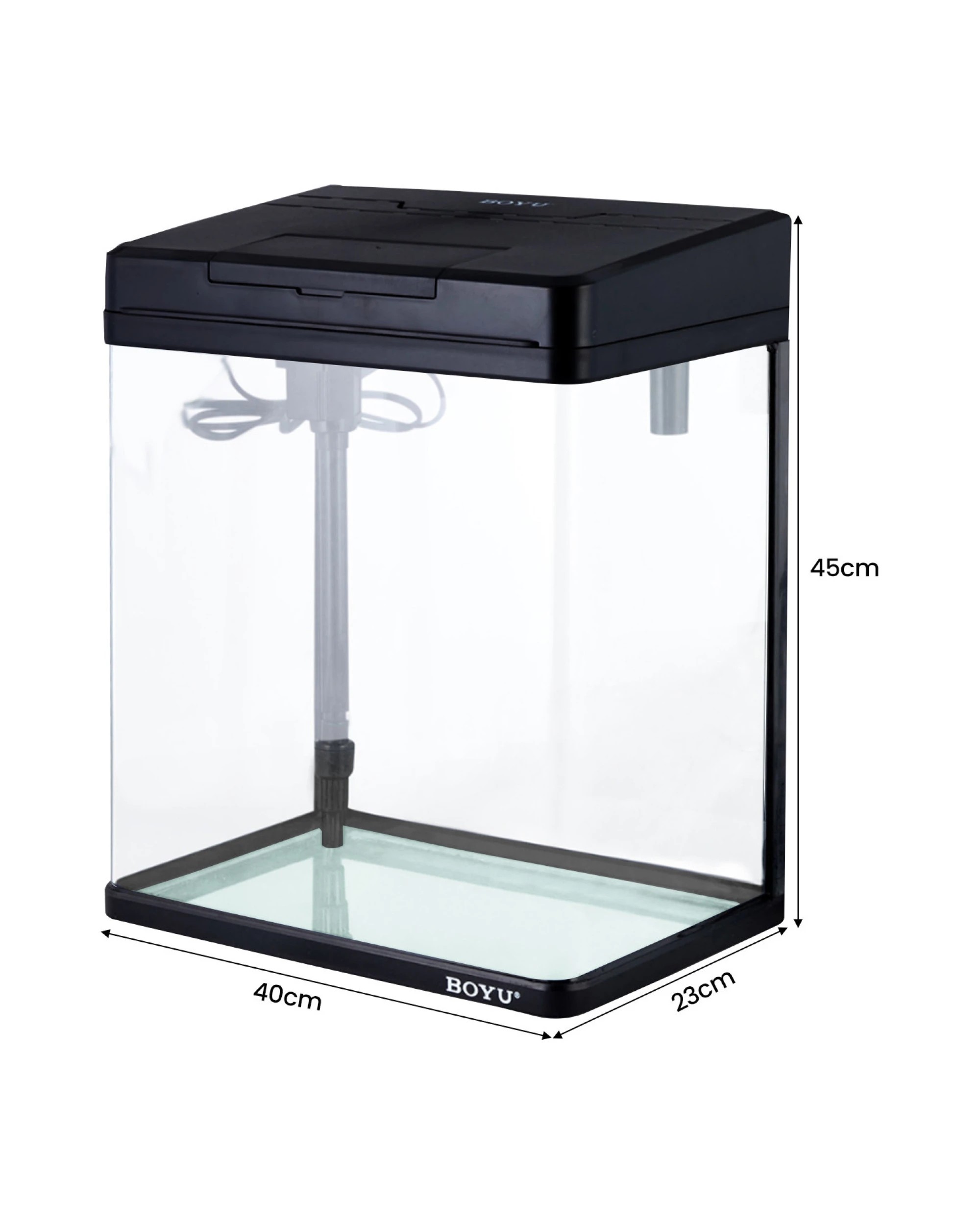 3 BOYU 34L Complete Aquarium Kit With Bio Filter System LED Kit Curved Design - Black, 3 of 5