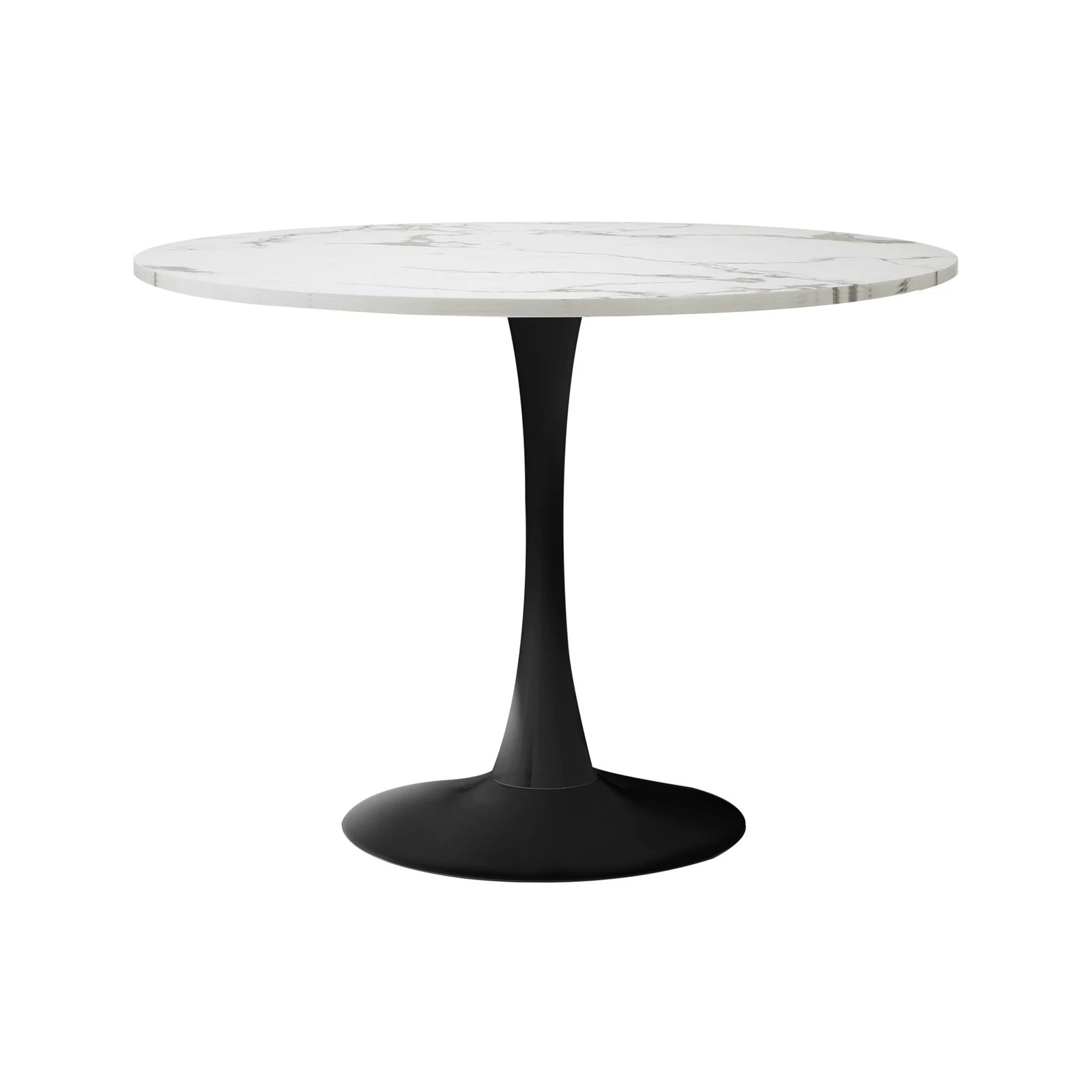 8 Oikiture 5PCS Dining Table Set Round Table Sherpa Dining Chairs -White&Black, 8 of 9