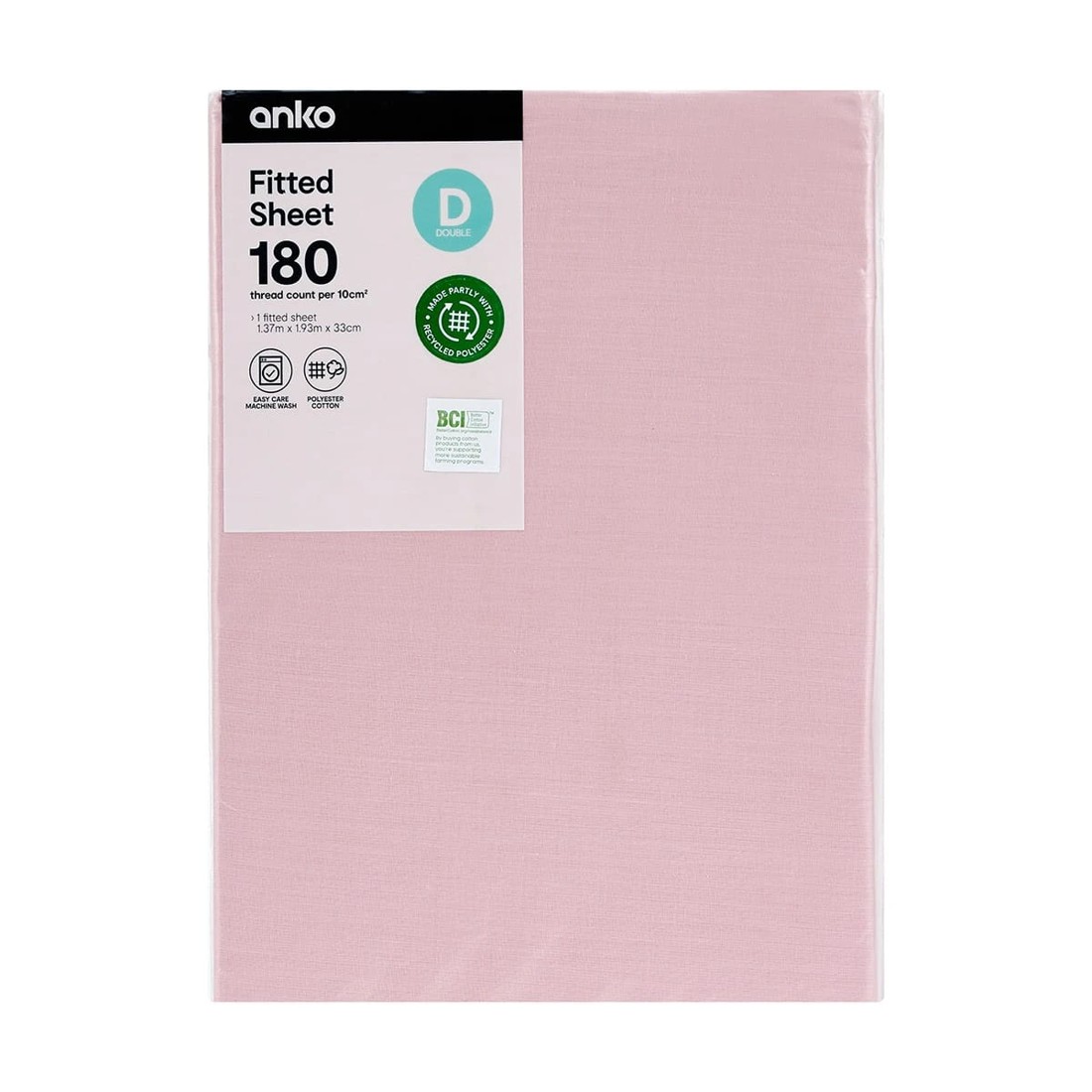 4 180 Thread Count Fitted Sheet - Double Bed, Pink, 4 of 4