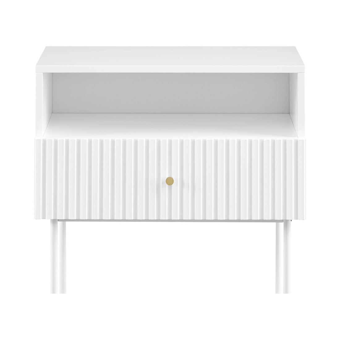 3 Sarantino Cecil Slender Fluted Bedside Table - White, 3 of 8