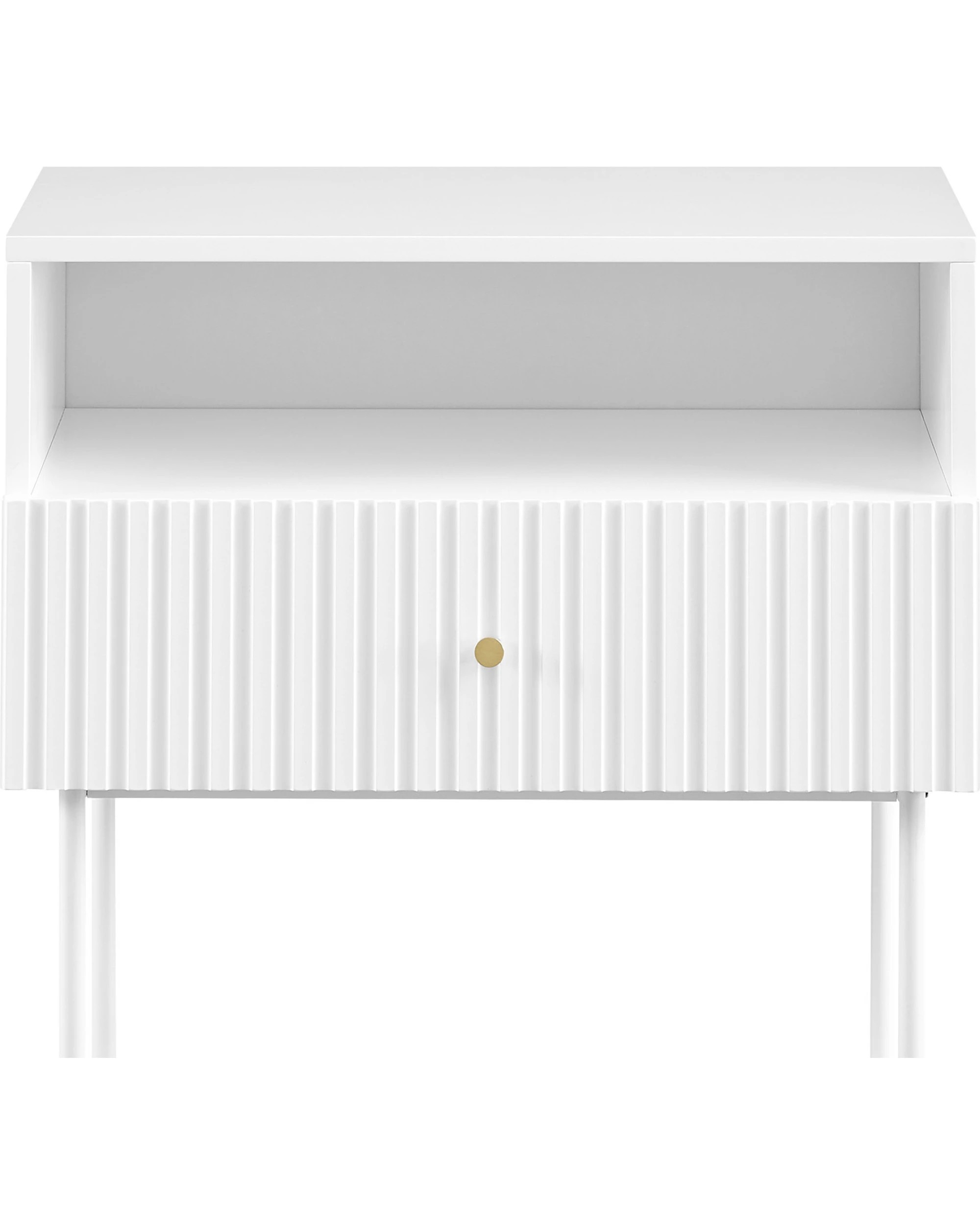 3 Sarantino Cecil Slender Fluted Bedside Table - White, 3 of 8