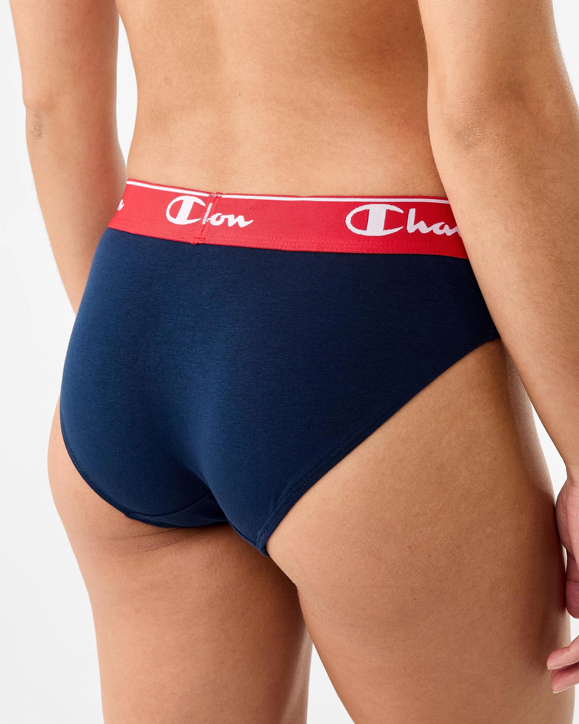 6 2 Pack Champion Womens Briefs White Navy, 6 of 9