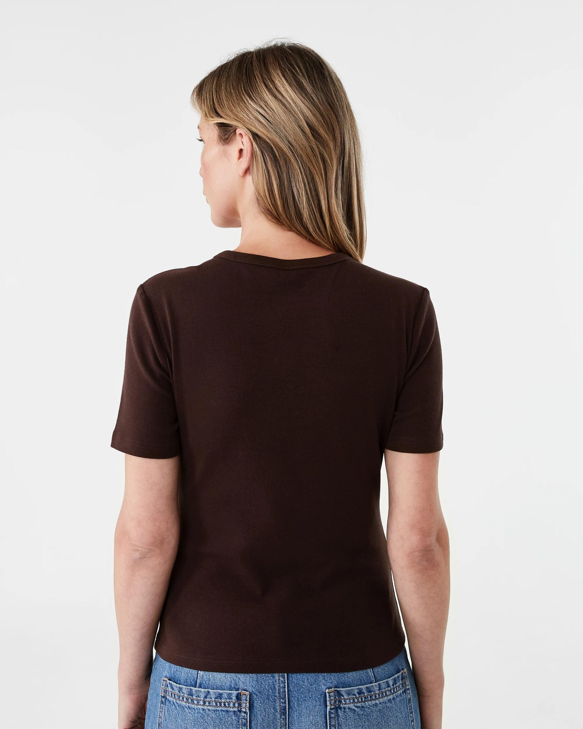 3 Short Sleeve Rib Crew Neck T-shirt Melt Brown, 3 of 5