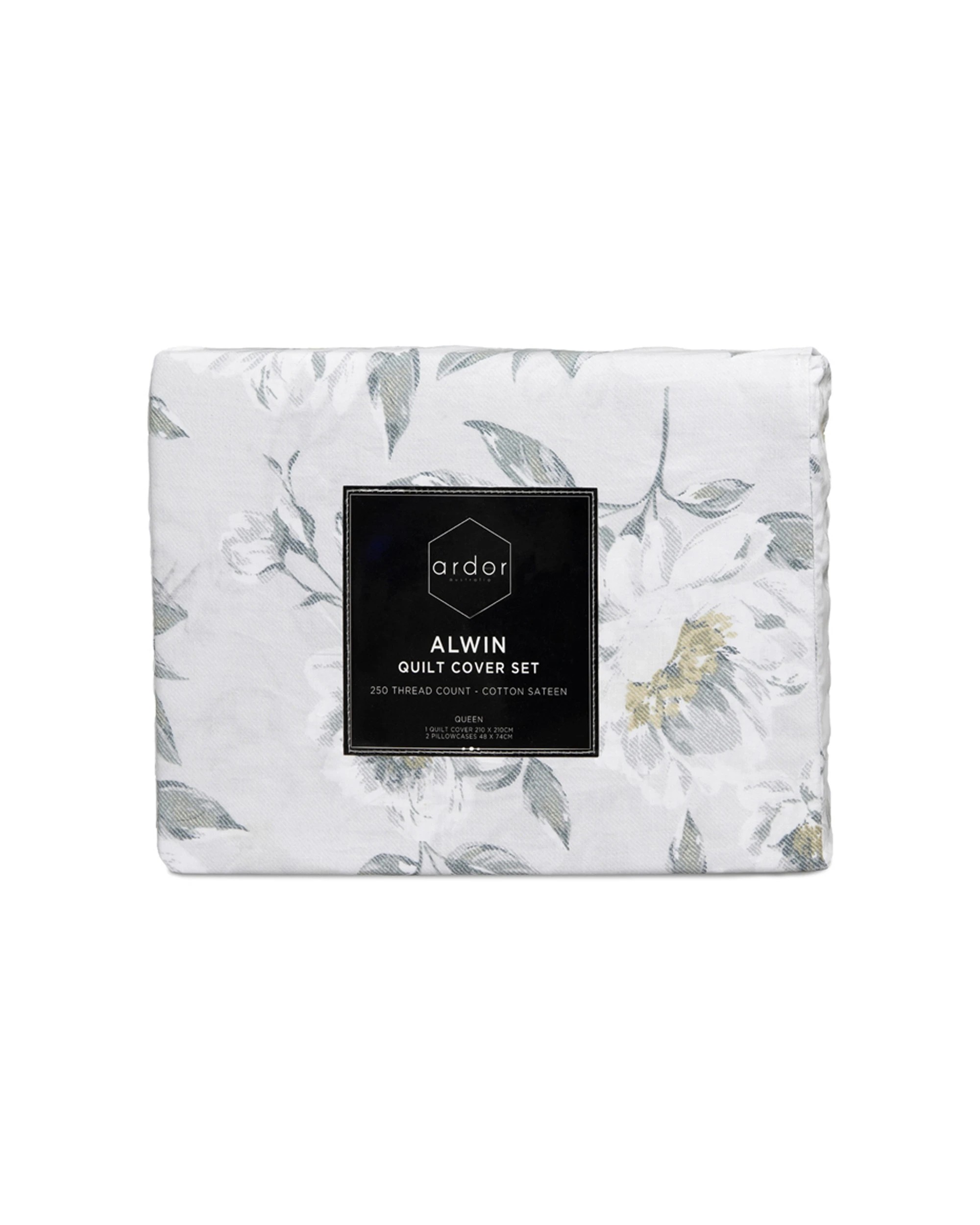 3 Ardor Alwin Queen Quilt Cover Set Cotton Home Bedding Tonal Floral Design - Queen Bed, 3 of 3