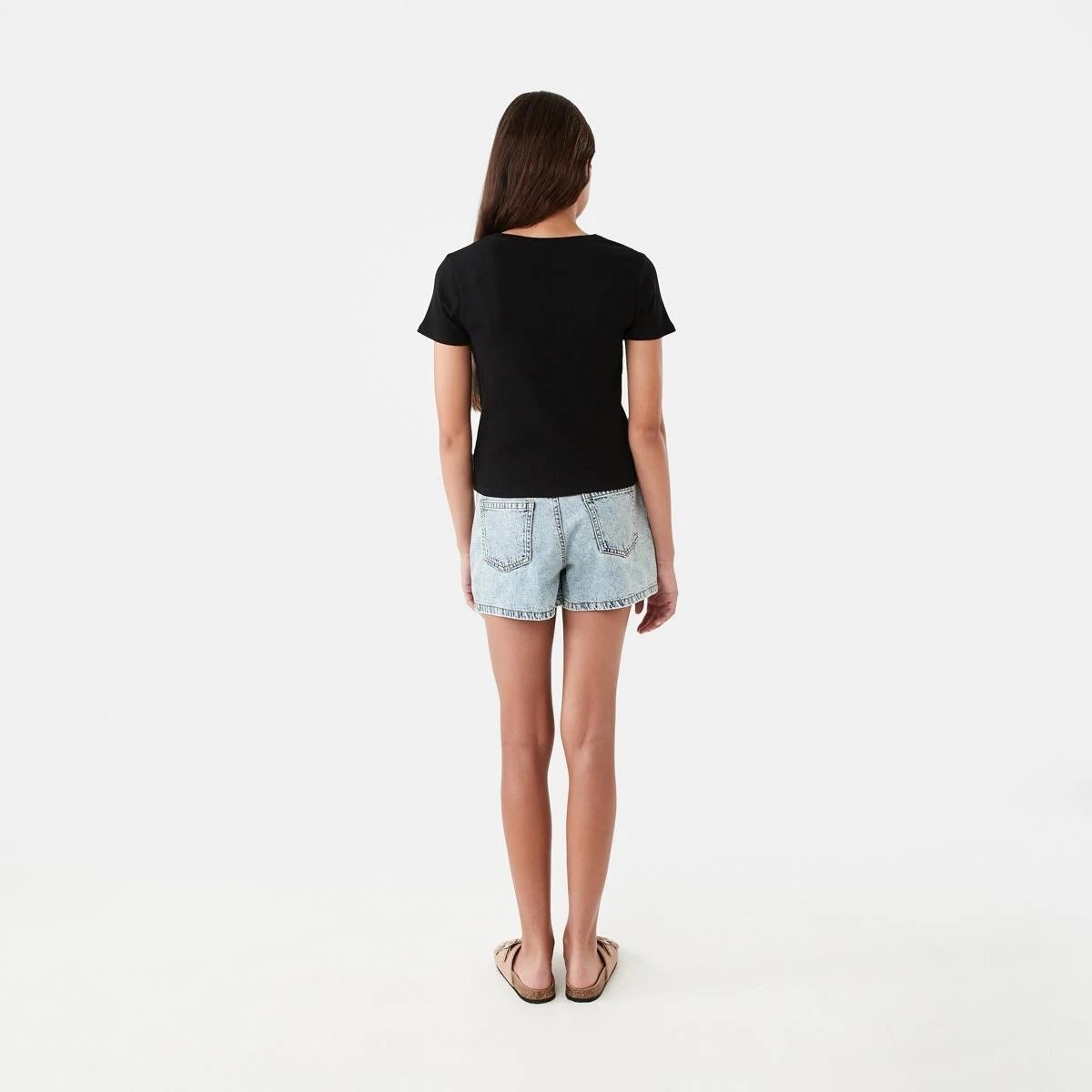 6 Short Sleeve Rib Top Black, 6 of 8