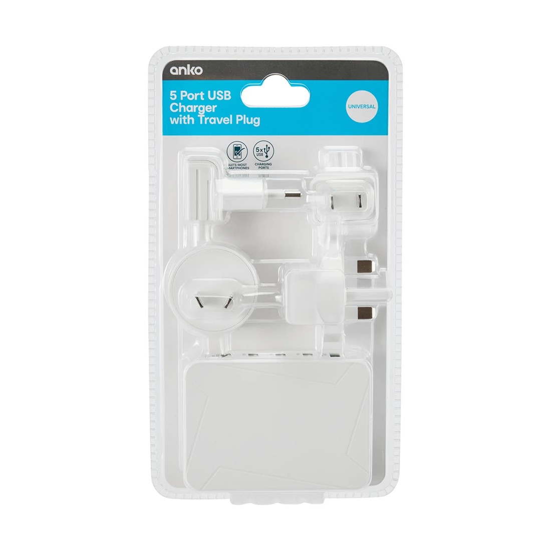 5 5 Port USB Charger with Travel Plug, 5 of 5