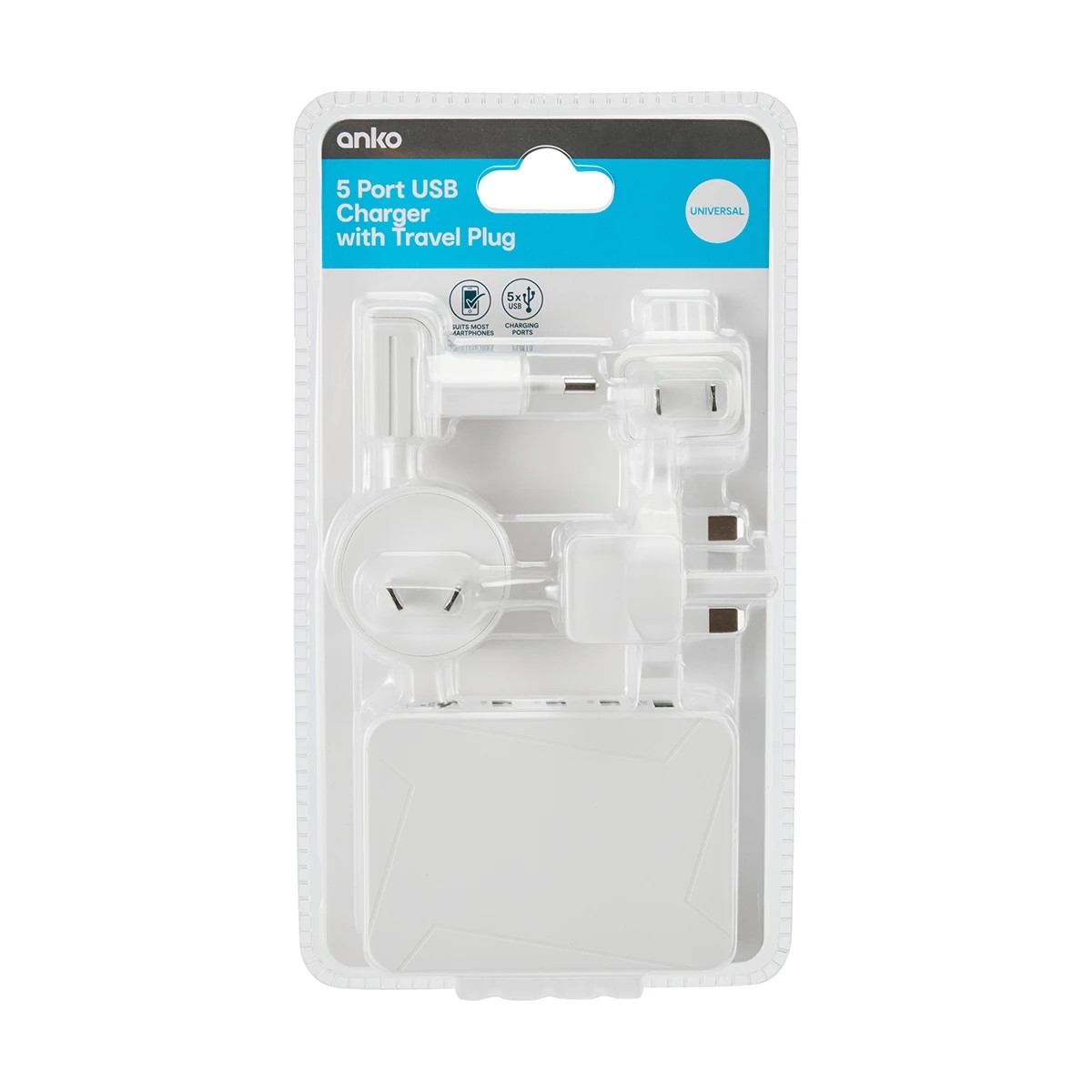 5 5 Port USB Charger with Travel Plug, 5 of 5