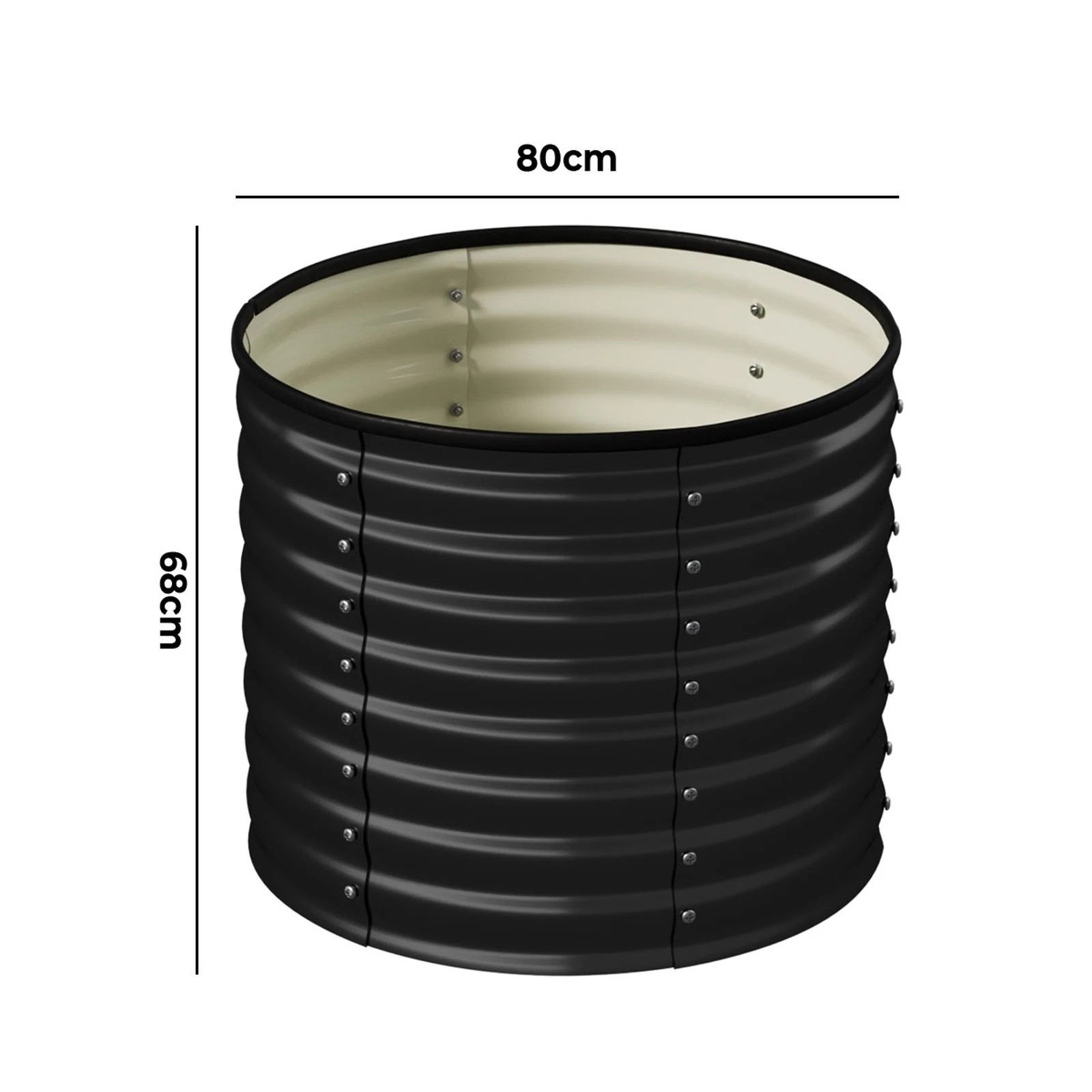 2 Livsip Garden Bed 80x68cm Galvanised Steel Raised Container Planter Box Round - Grey, 2 of 8