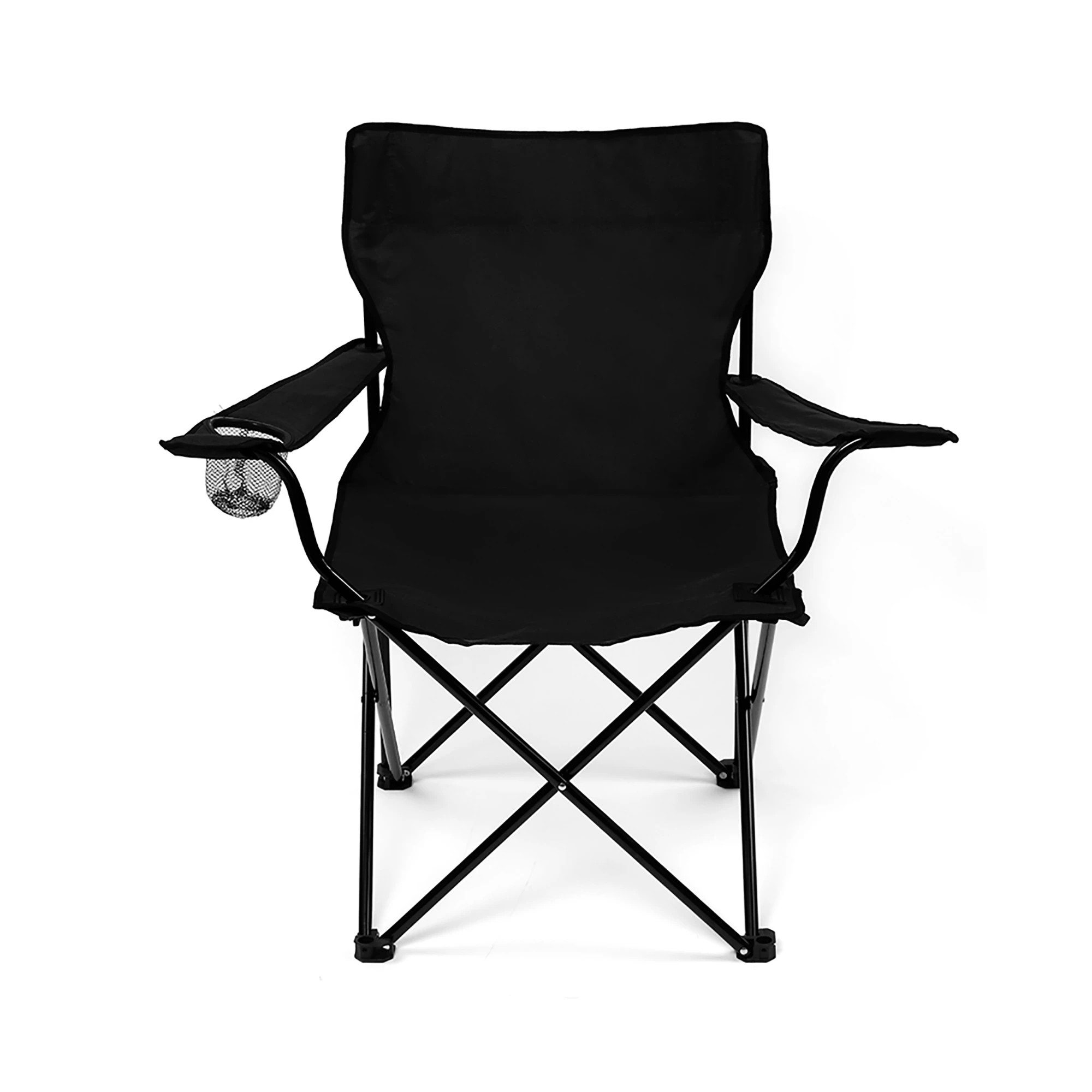 2 Levede Camping Chairs Folding Arm Foldable Portable Outdoor Beach Fishing Picnic - Black, 2 of 9