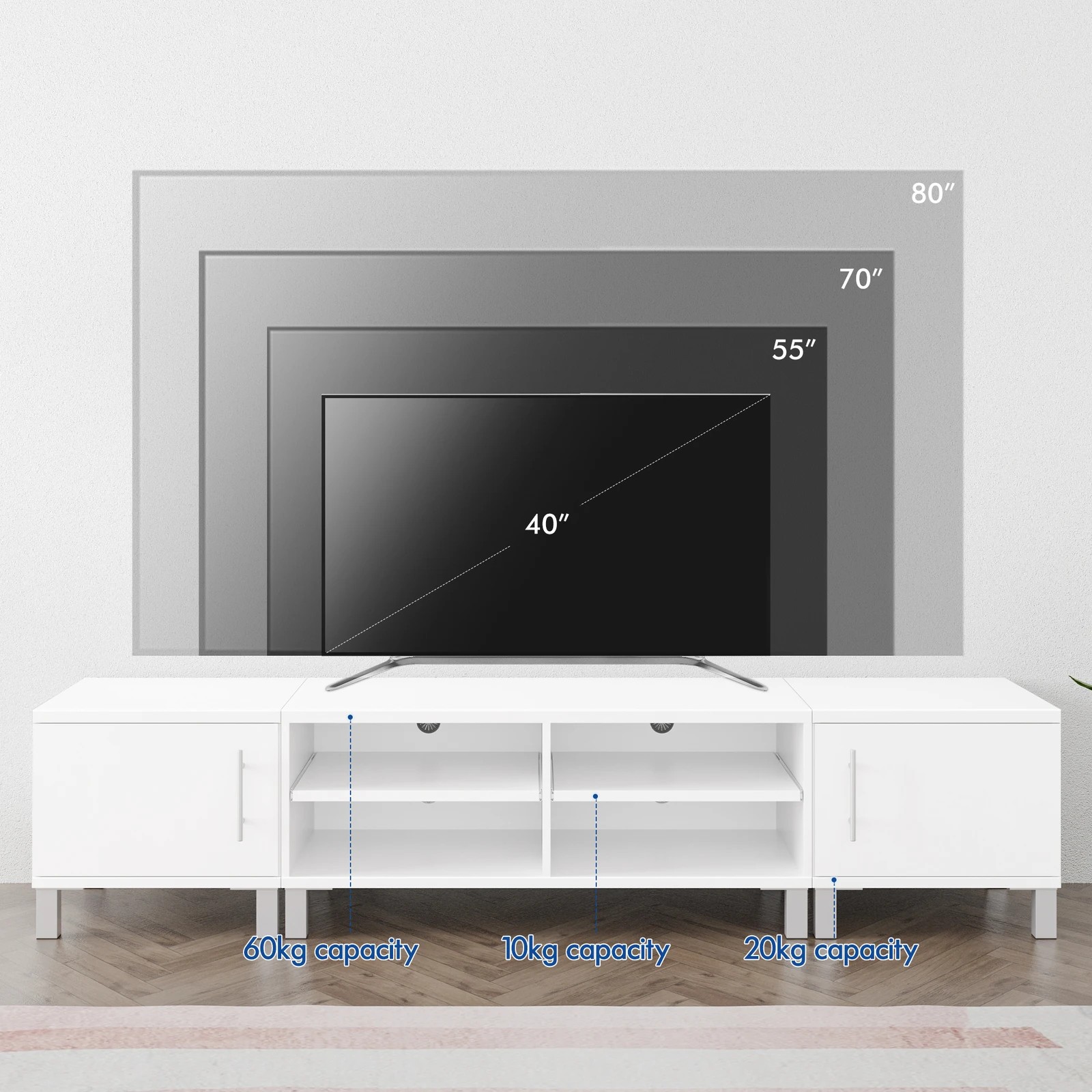 8 Alfordson Entertainment Unit TV Cabinet Stand Storage Drawer 190cm - White, 8 of 10