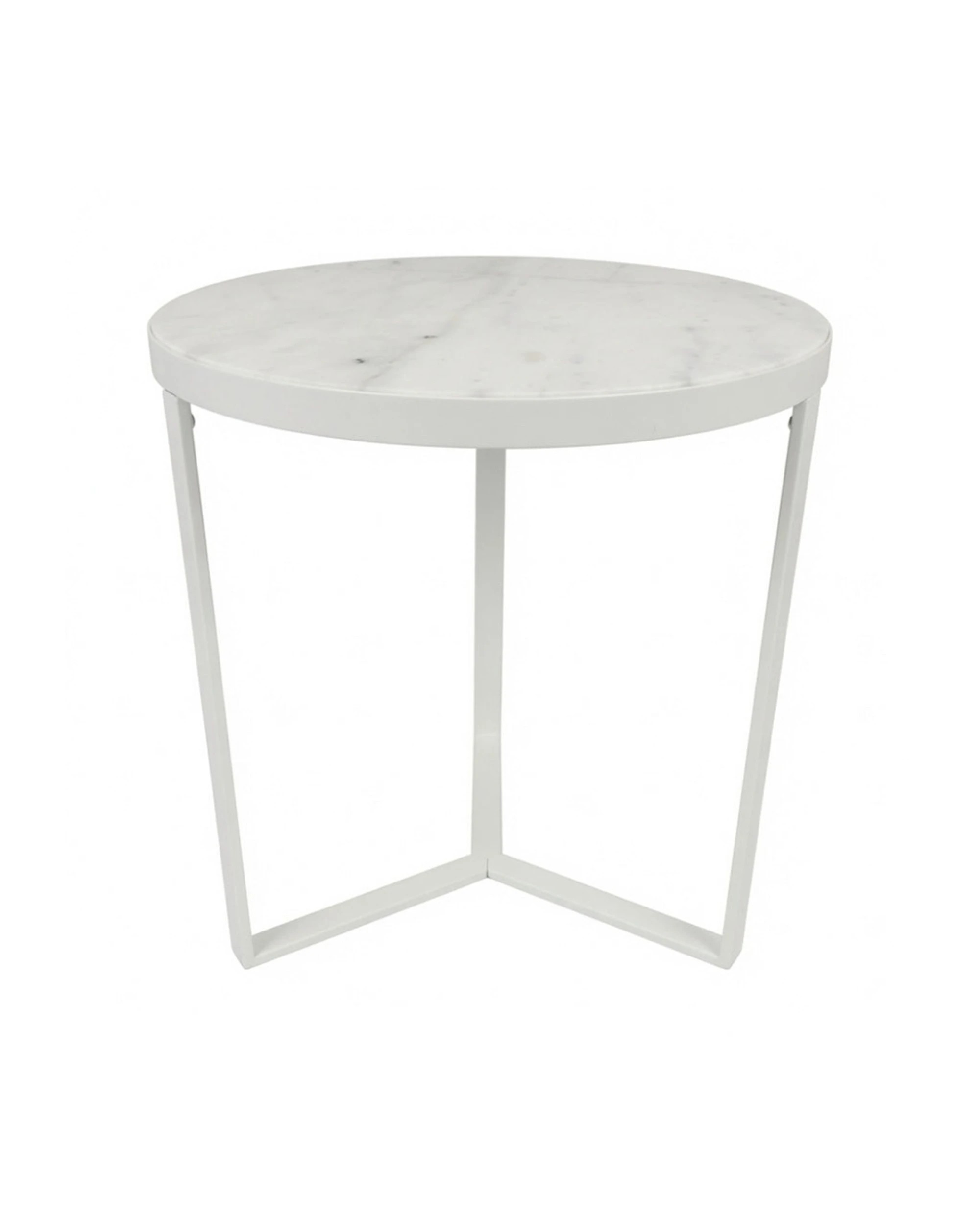 4 Codu Lume Side Table Metal Frame Marble Top 60x50x50cm - White, 4 of 9