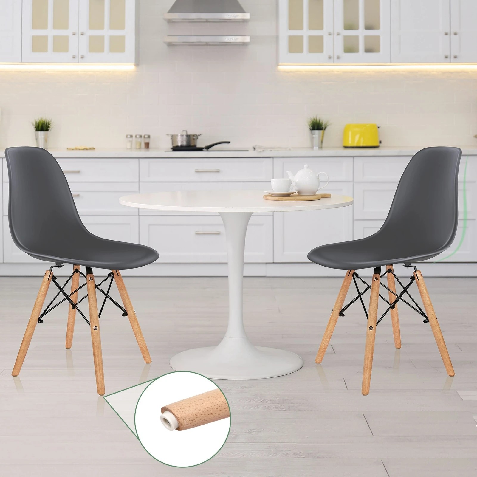7 Alfordson 4x Dining Chairs Retro Steel Kitchen Lounge Cafe Solid Wood - Grey, 7 of 10