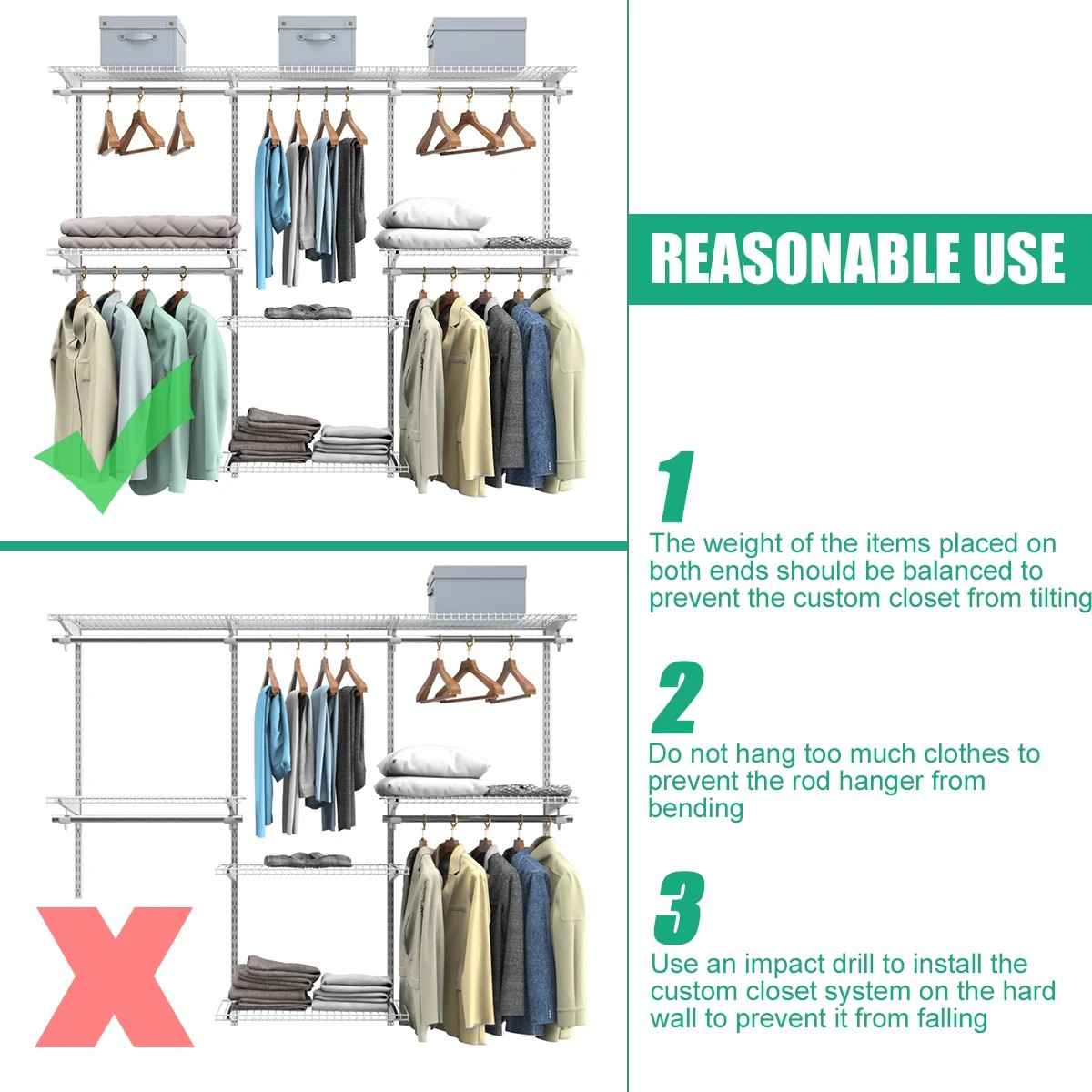 7 Costway Wall Mounted Custom Closet Rack Shelf DIY Clothes Organizer System, 7 of 10