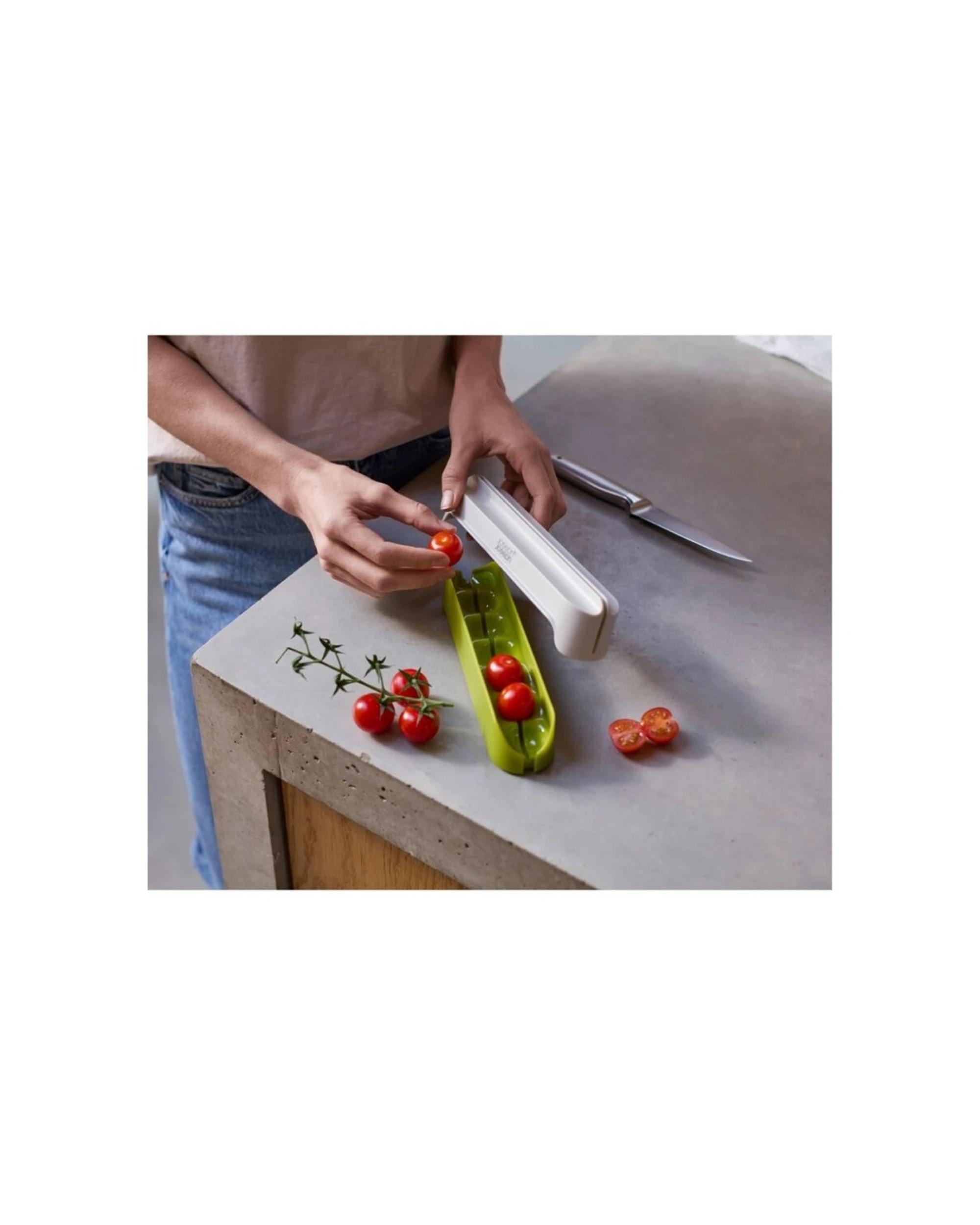 7 Joseph Joseph Halve-It Slicing Tool Food Slicer Kitchen Utensil Compact Stone - Green, 7 of 7