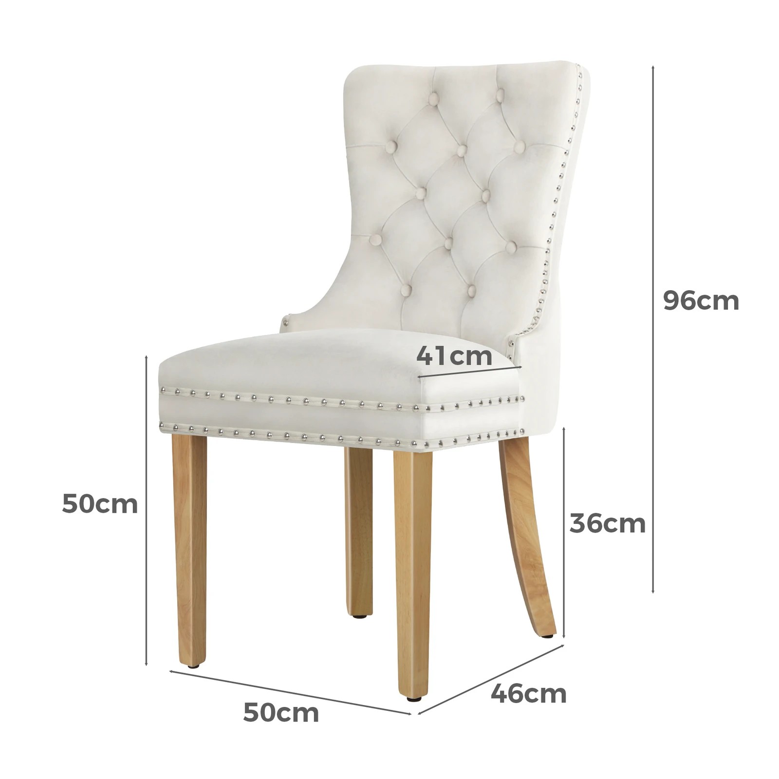 7 Alfordson 4x Dining Chair Kitchen Lounge Retro Button Tufted Wooden Velvet - Beige, 7 of 10