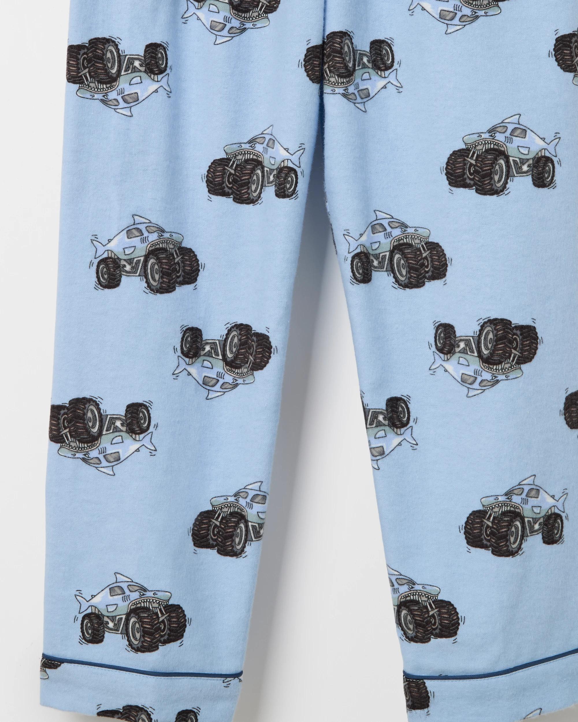 3 Target Kids Younger Boys Australian Cotton Long Sleeve Top & Long Length Pants Flannel Pyjama Set SHARK MONSTER TRUCK, 3 of 3