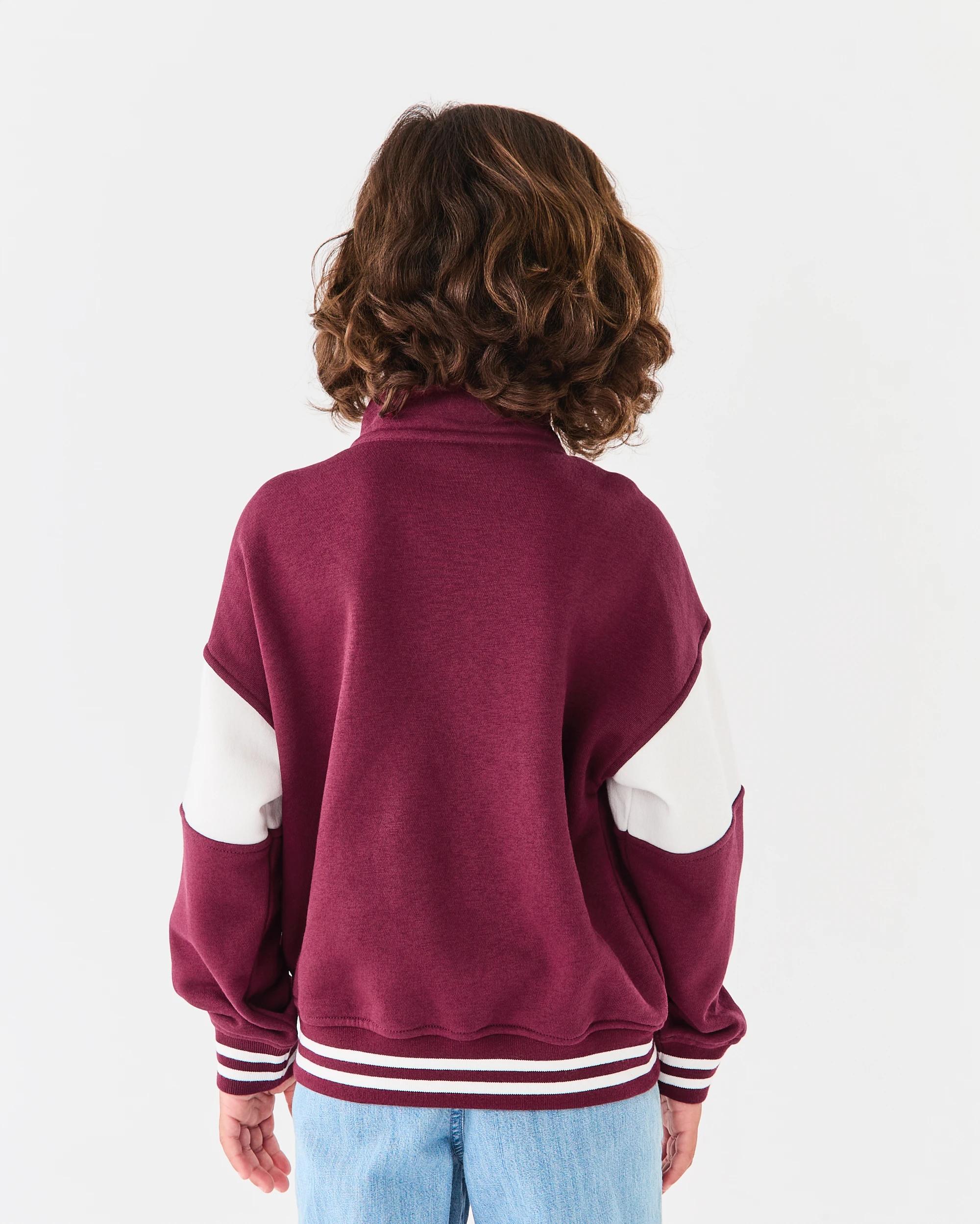 2 Oversized Quarter Zip Sweatshirt Red Varsit, 2 of 8