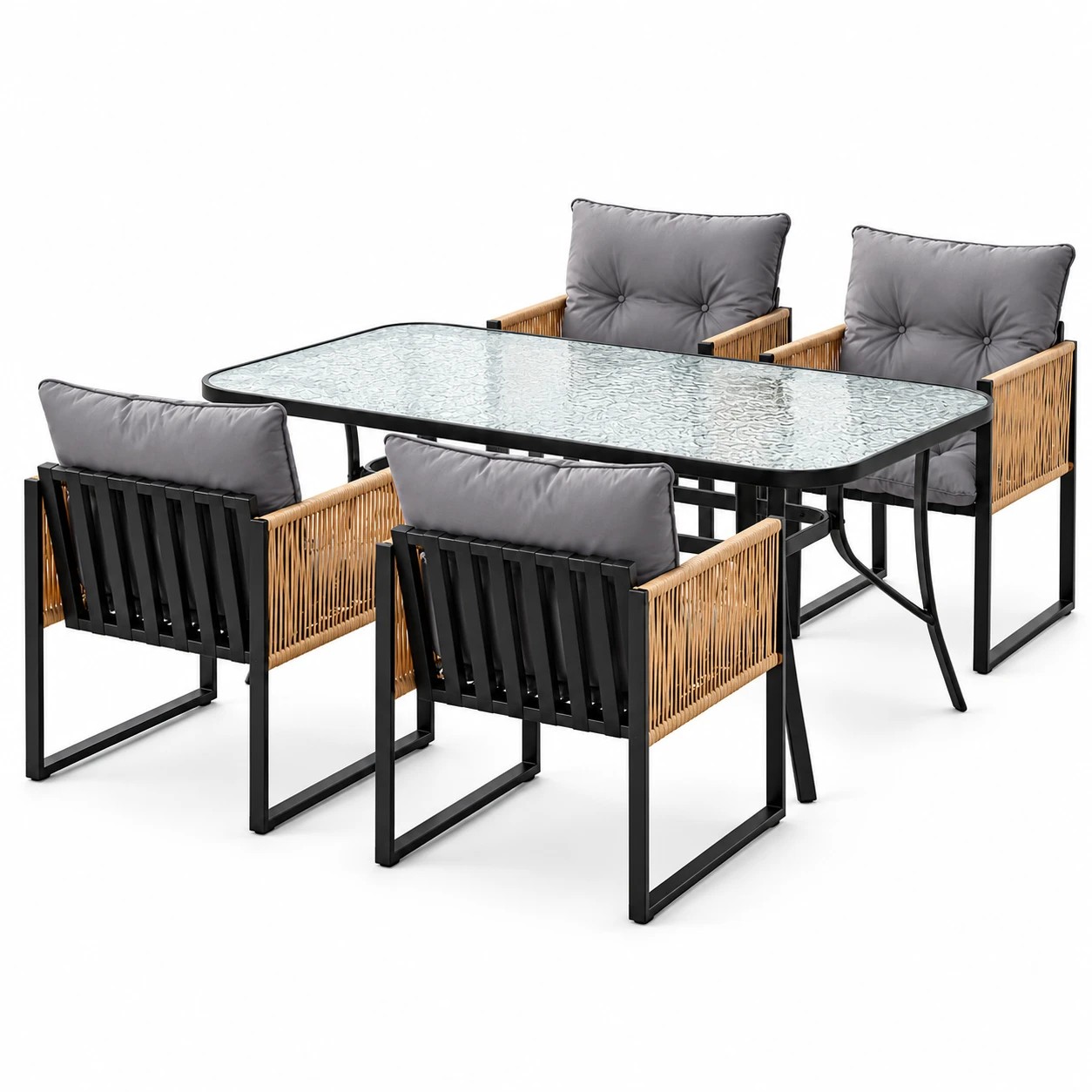 Gardeon 5PC Outdoor Dining Set 140CM Table and Chairs Patio Furniture ...