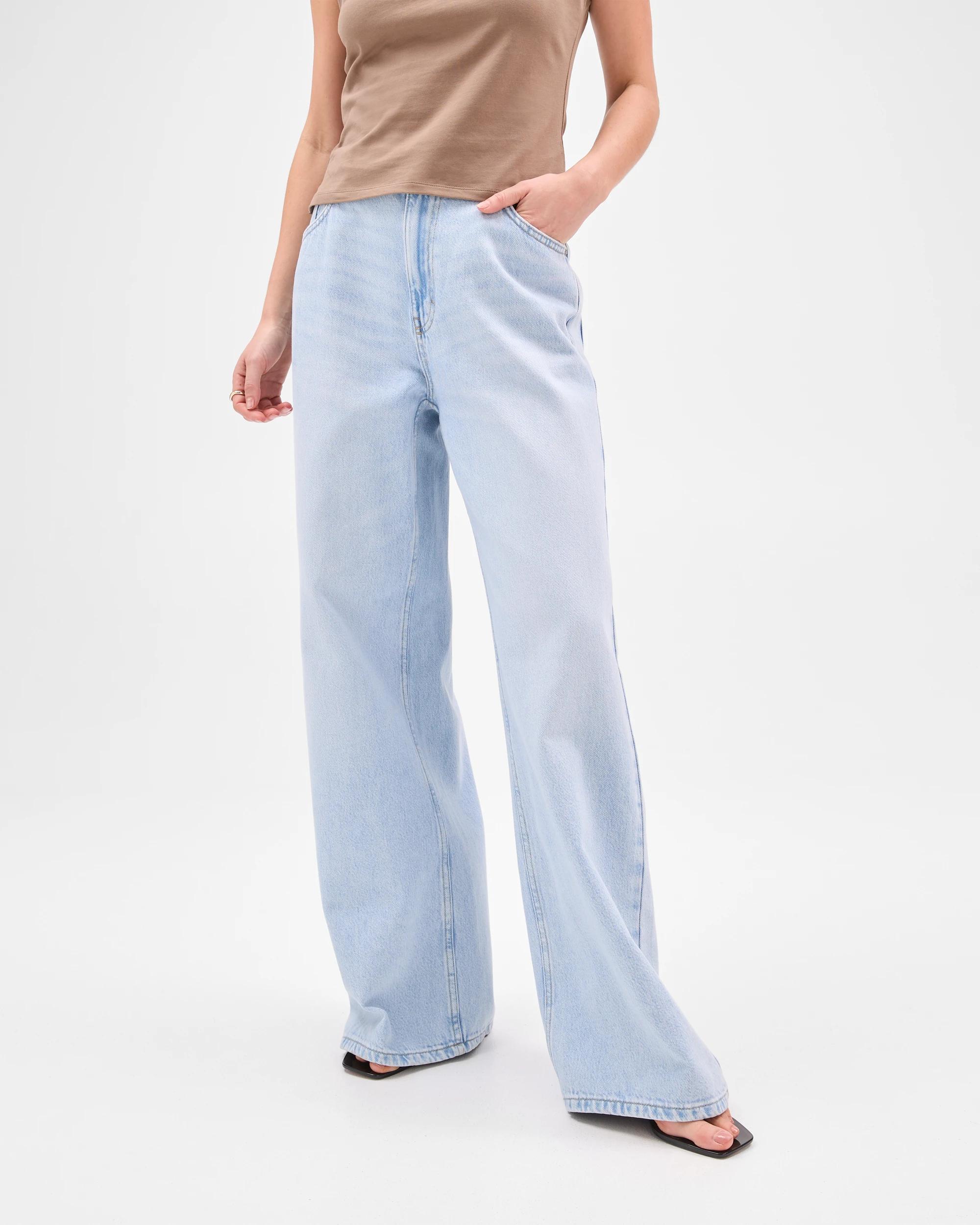 2 Lily Loves Australian Cotton Blend Wide Leg Denim Jeans PRATO BLUE, 2 of 6