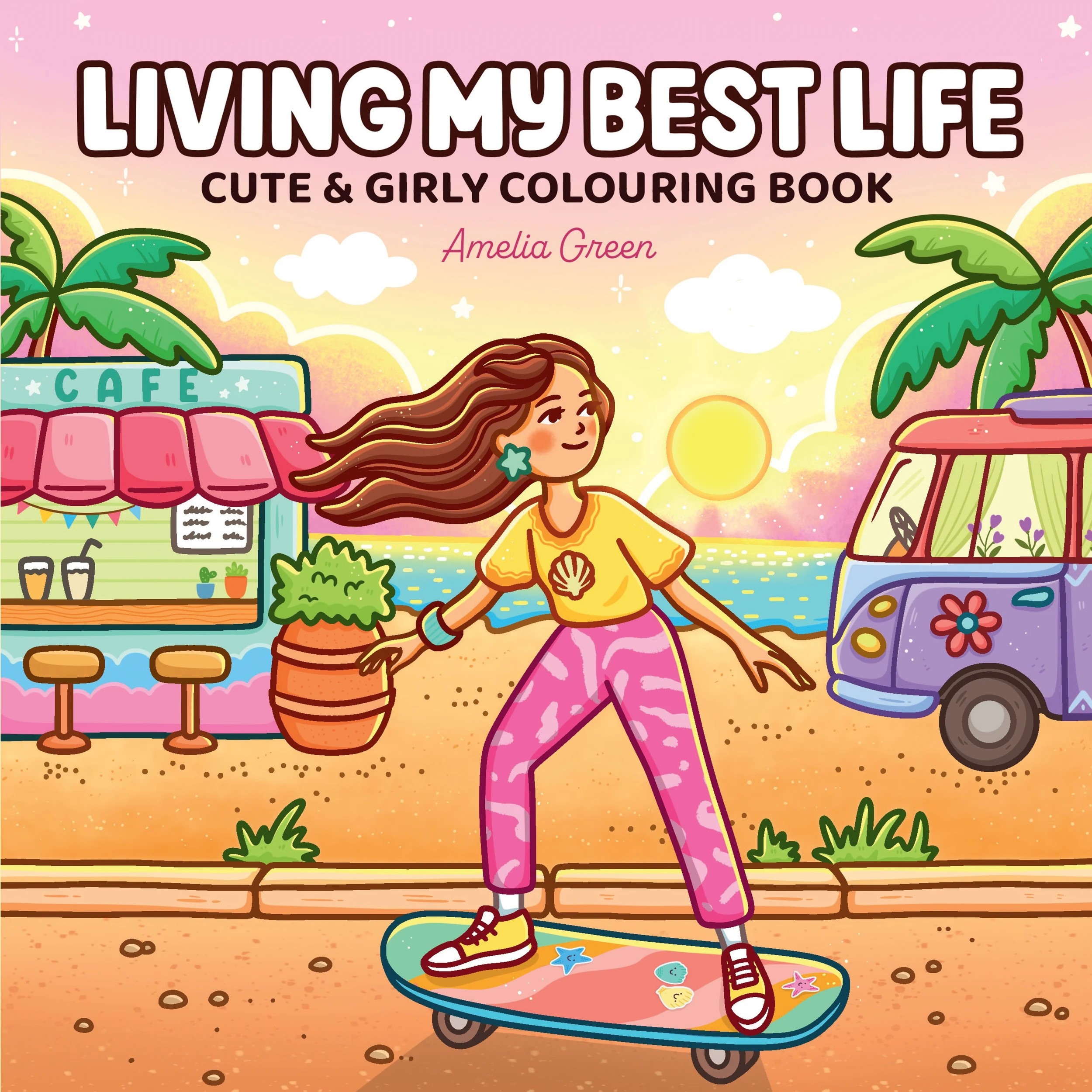 1 Living My Best Life: Cute & Girly Colouring Book by Amelia Green - Book, 1 of 4