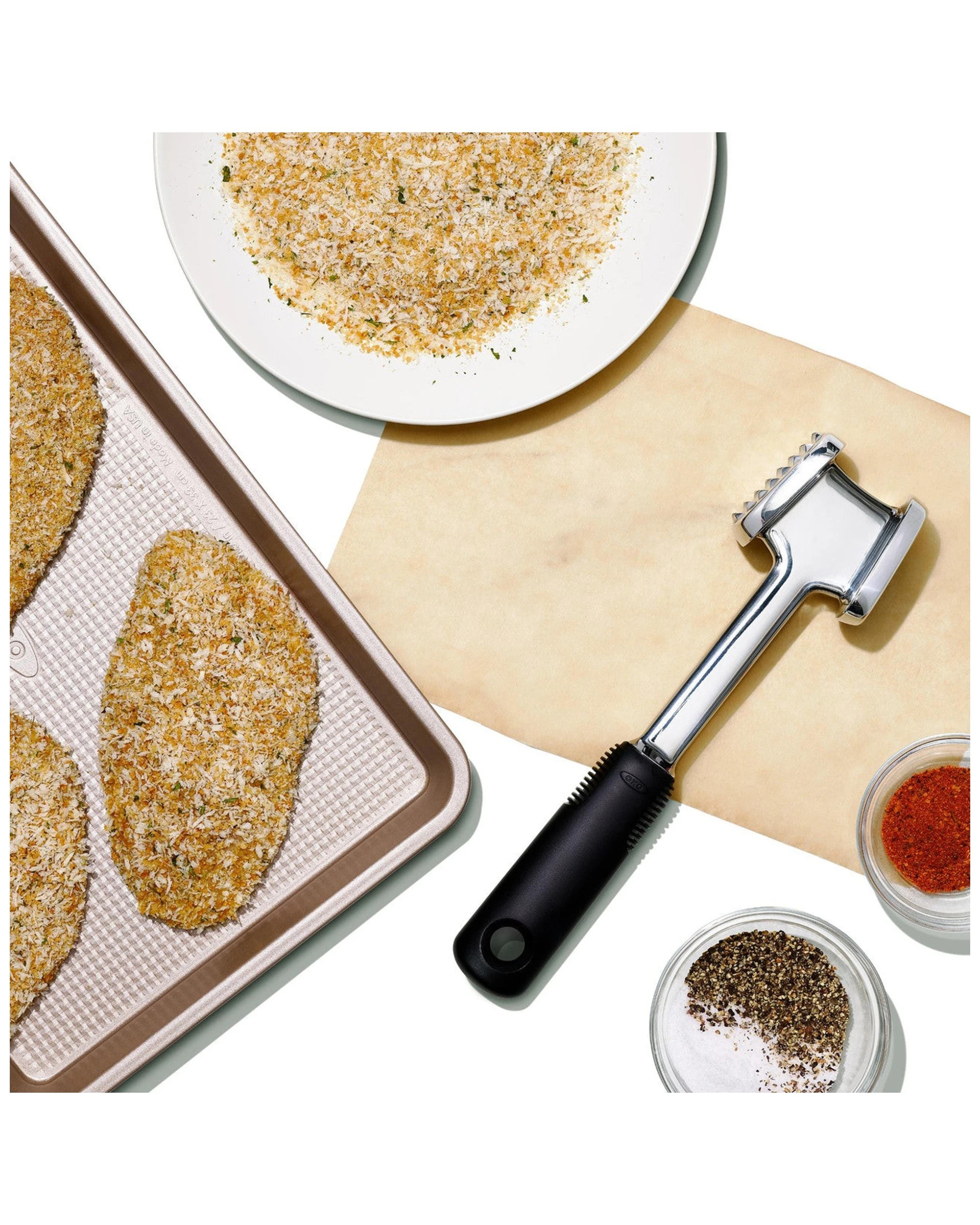 2 OXO Good Grips Die-Cast Meat Tenderizer, Double-Sided Pyramid Blades, Soft-Grip Handle - Plain, 2 of 5