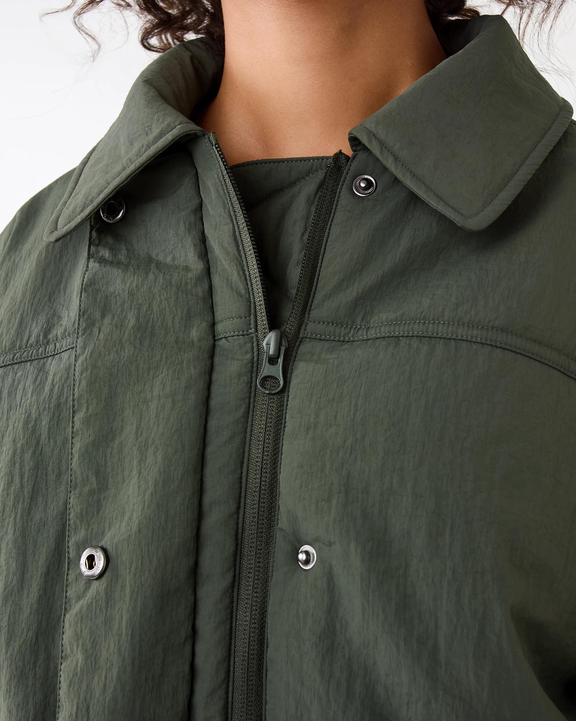 6 Active Womens Zip Through Sports Bomber Jacket Cargo Grn, 6 of 10